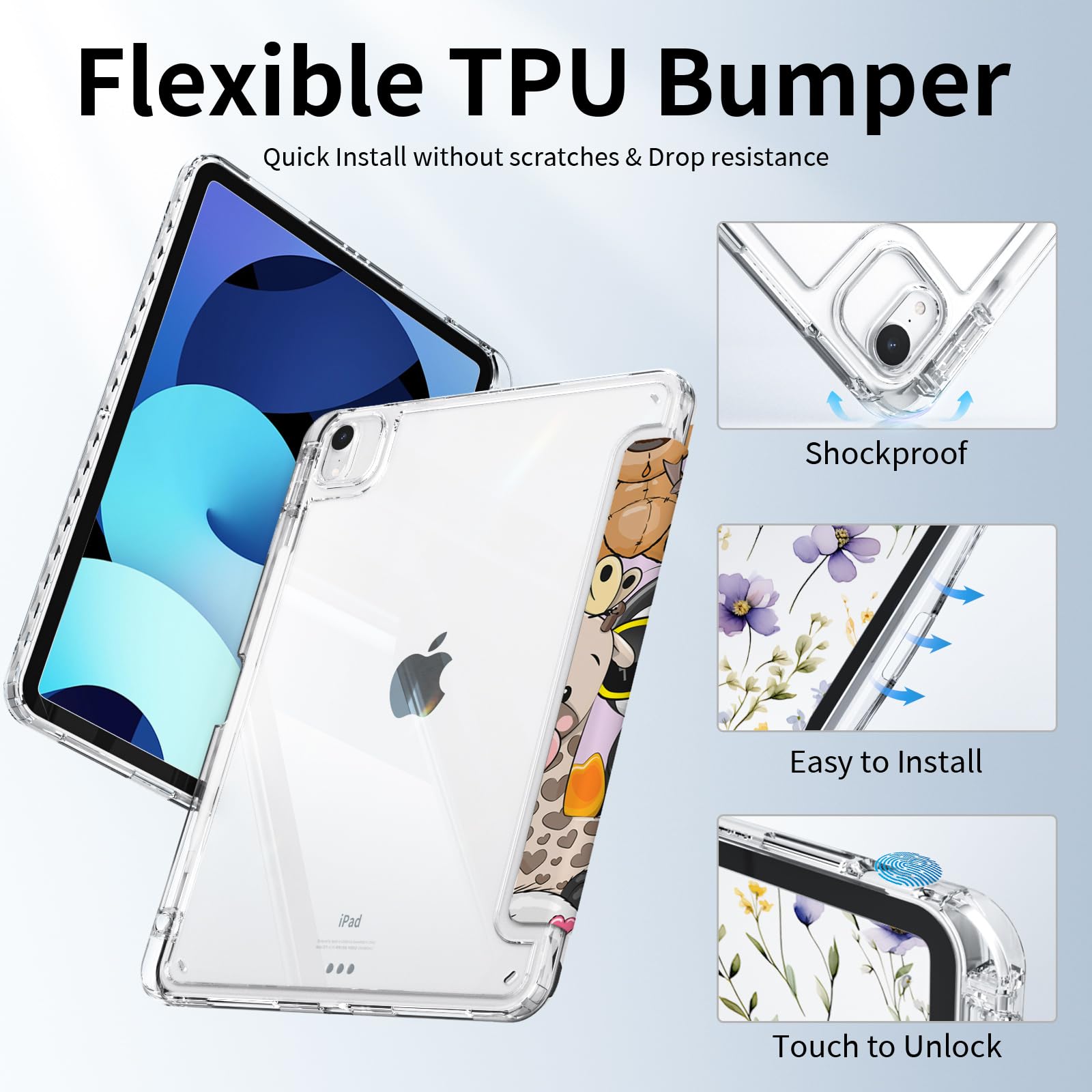 Piznernico Slim Trifold Case For Ipad Air 6Th 11 Inch M2 2024, Ipad Pro 11 4Th/3Rd/2Nd/1St Gen Case, Ipad Air 5Th/4Th Generation