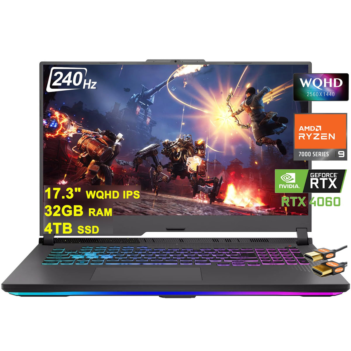 Asus Rog Strix G17 G713 Gaming Laptop 17.3'' Wqhd Ips 240Hz Amd 12 Core Ryzen 9 7845Hx (Beat I9 12900H) 32Gb Ram 4Tb Ssd Geforce