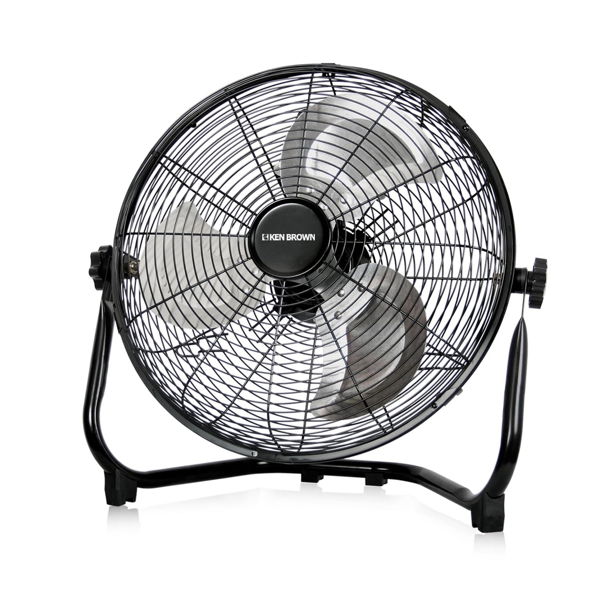 Ken Brown 14 Inch High Velocity Floor Fan 3 Speed 360    Adjustable Tilting Powerful Airflow For Home,Residential Use, Black
