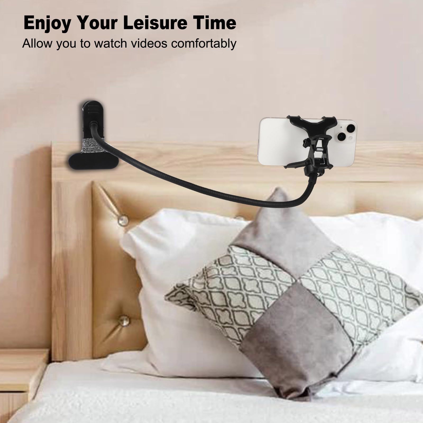 Kuryai Gooseneck Phone Holder For Bed, [Upgrade Metal Stable] Flexible Gooseneck Long Arm Phone Mount For Desk With 360 Adjustab
