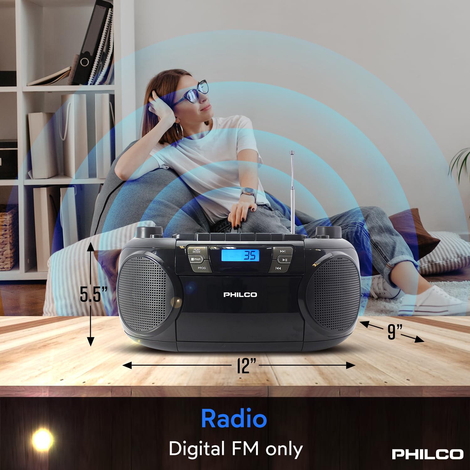 Philco Bluetooth Cd Boombox With Cassette, Mp3 Cd Usb Playback The Ultimate Retro Music Combo With Best Class Sound Performance,