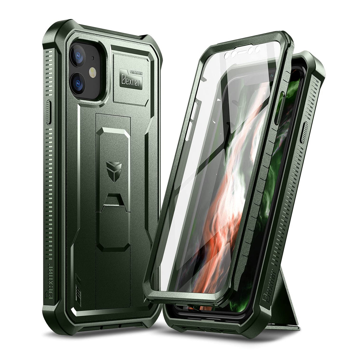Dexnor For Iphone 11 Case, [Built In Screen Protector And Kickstand] Heavy Duty Military Grade Protection Shockproof Protective 
