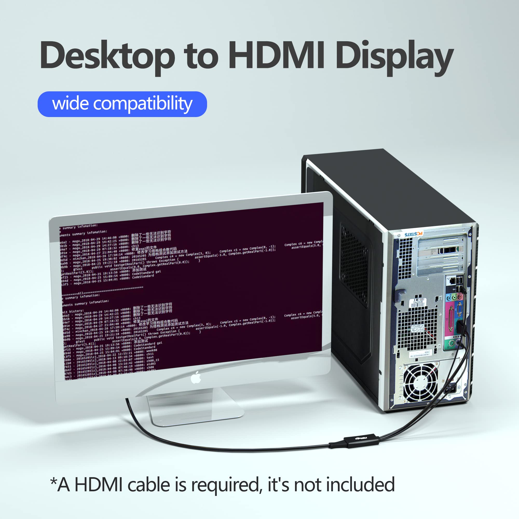 Fairikabe Vga To Hdmi Adapter With Audio, (Pc Vga Output Source To Tv/Monitor With Hdmi Input Display), Vga Male To Hdmi Female