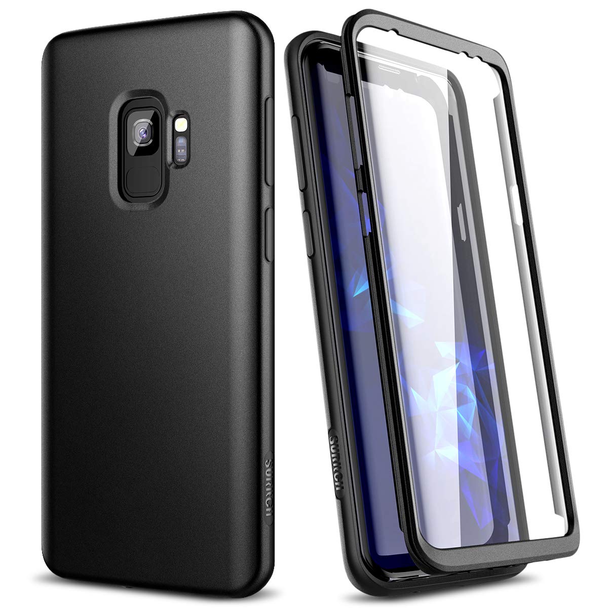 Suritch Case For Samsung Galaxy S9,?Built In Screen Protector??Support Wireless Charging? Rugged Back Cover Hybrid Bumper 360 Pr