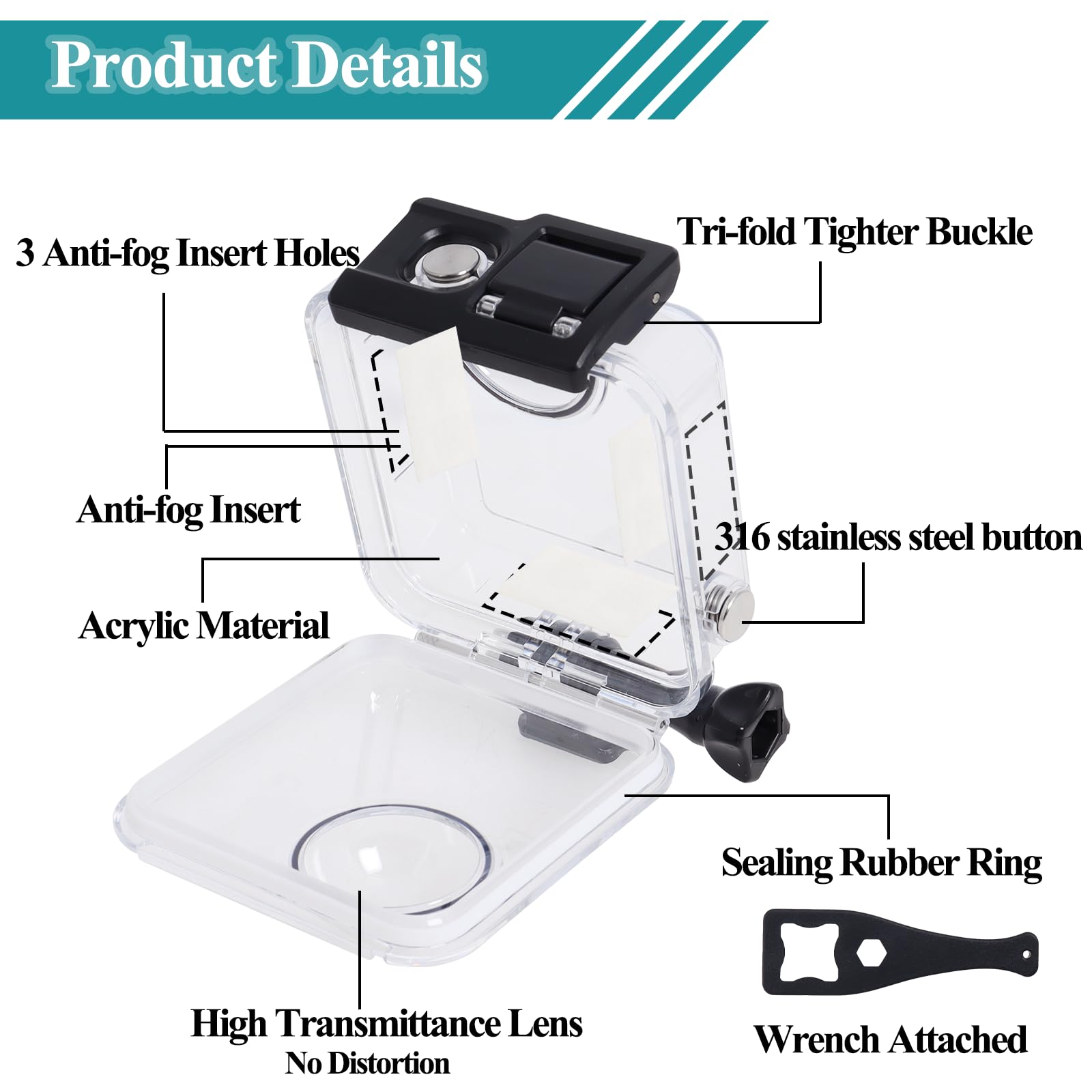 Underwater Housing Case Compatible With Goproo Max Waterproof 360 Case Panorama Camera Protective Shell 40M/131Ft Water Thght Fo
