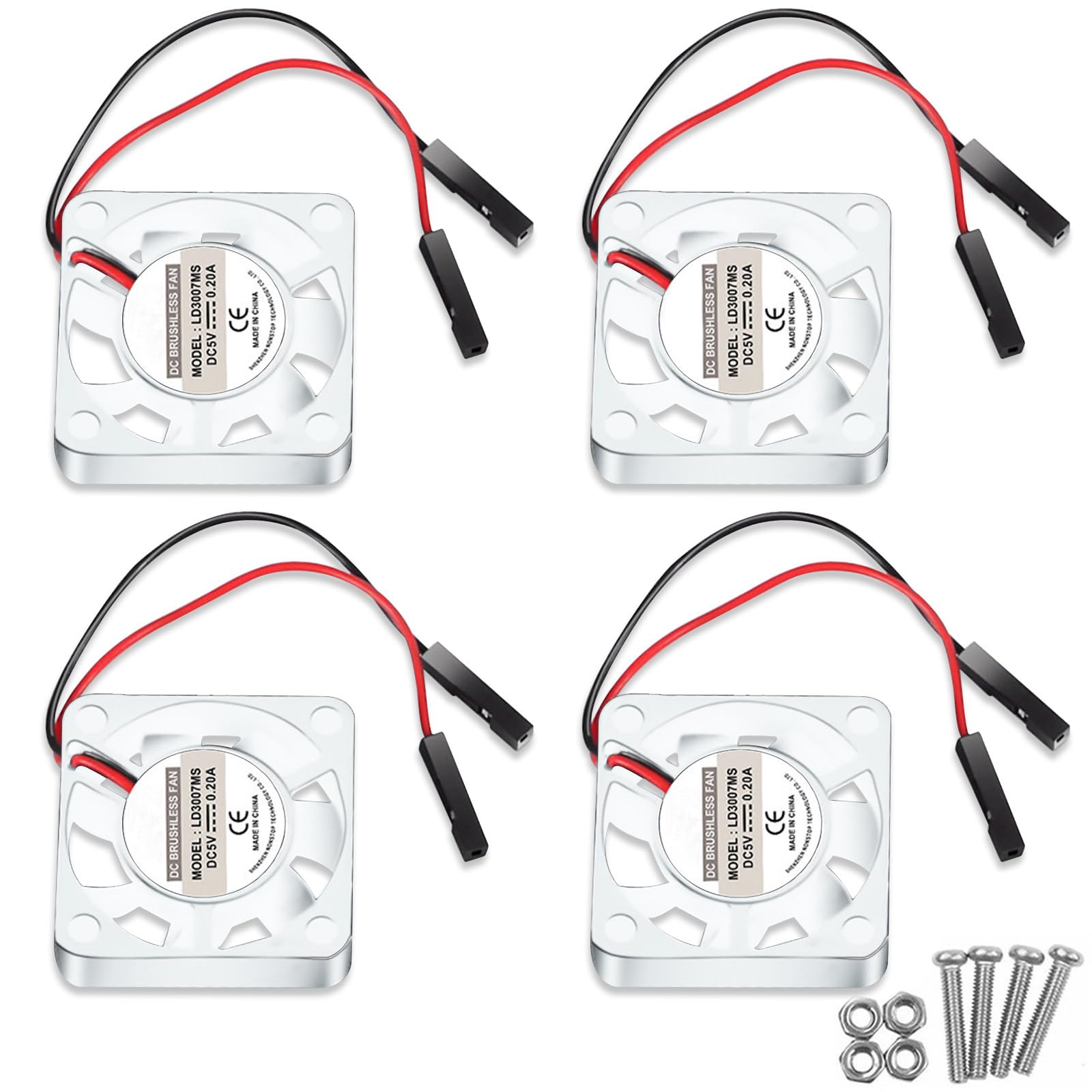 4Pcs 30X30X7Mm Fan For Raspberry Pi, Dorhea For Raspberry Pi Cooling Fan Brushless 3007 Fan Cpu 3.3V 5V Cooling Fan For Raspberr