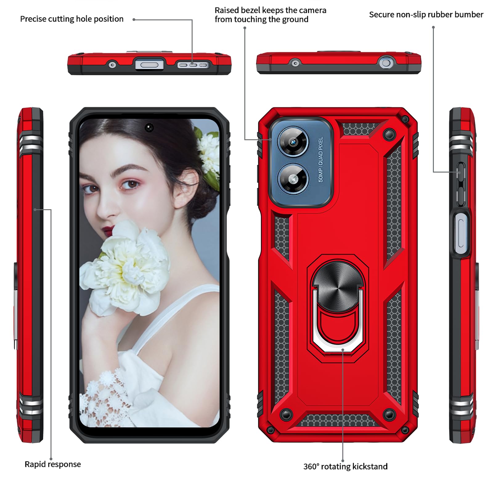 Leyi For Motorola G Play 2024 Case, Moto G Play 2024 Case With Screen Protector And Camera Lens Protector, Military Grade Heavy