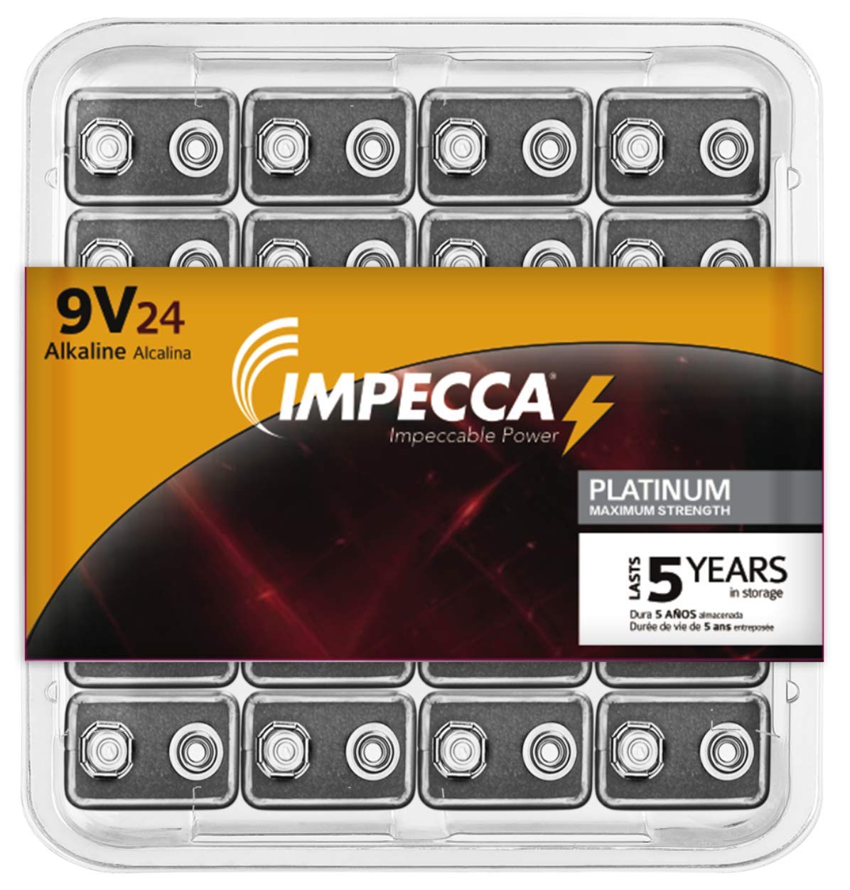 Impecca All Purpose Alkaline 9 Volt Batteries  Platinum Series |High Performance| Long Lasting Shelf Life| Leak Resistant| (12 P