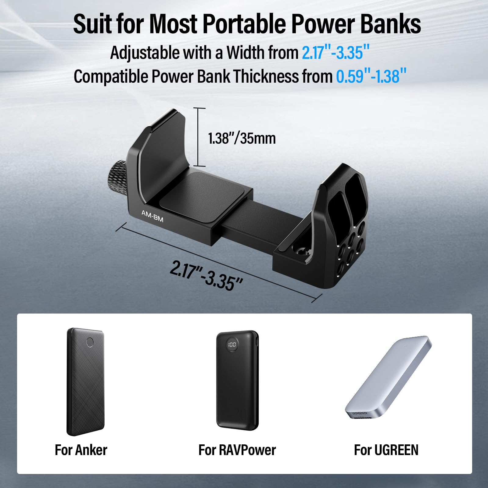 Sirui Universal Power Bank Holder, Aluminum Adjustable Power Bank Clamp Mount For Camera, Am Bm