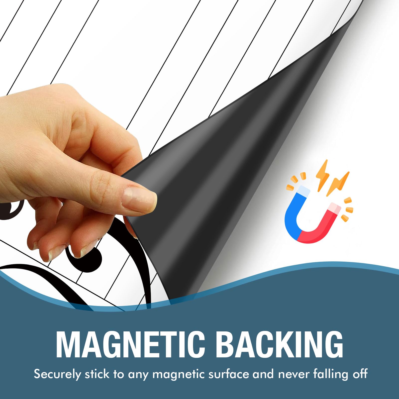 Homidek Large Magnetic Backing Dry Erase Music Staff Whiteboard Sheet, 47  X 17.5  Grand Staff Magnet With 23.5  X 6  Piano Keyb