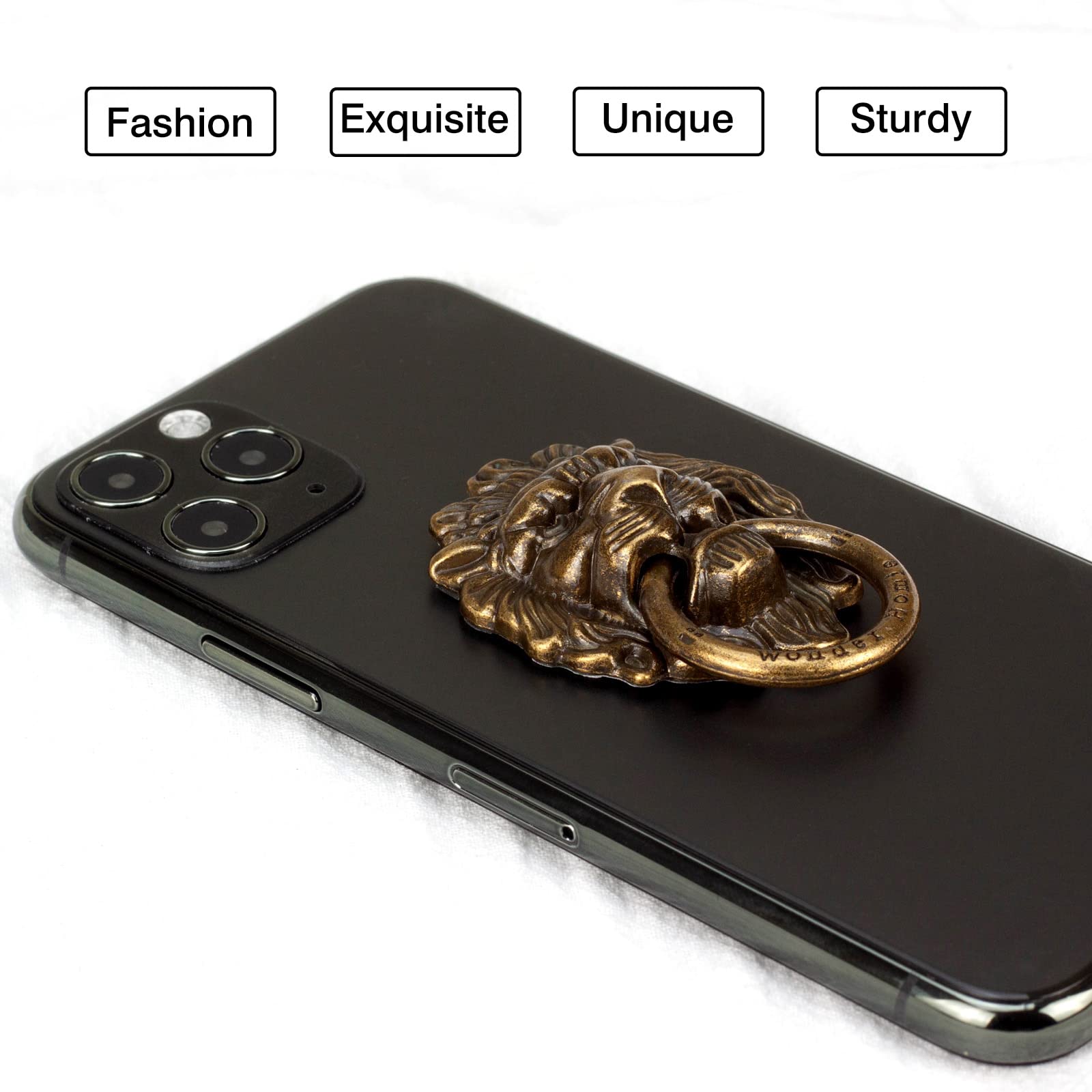 [2 Pack] Lion Head Cell Phone Ring Holder Stand, Finger Ring Kickstand With Polished Metal Phone Grip, Smartphone Accessories(Br