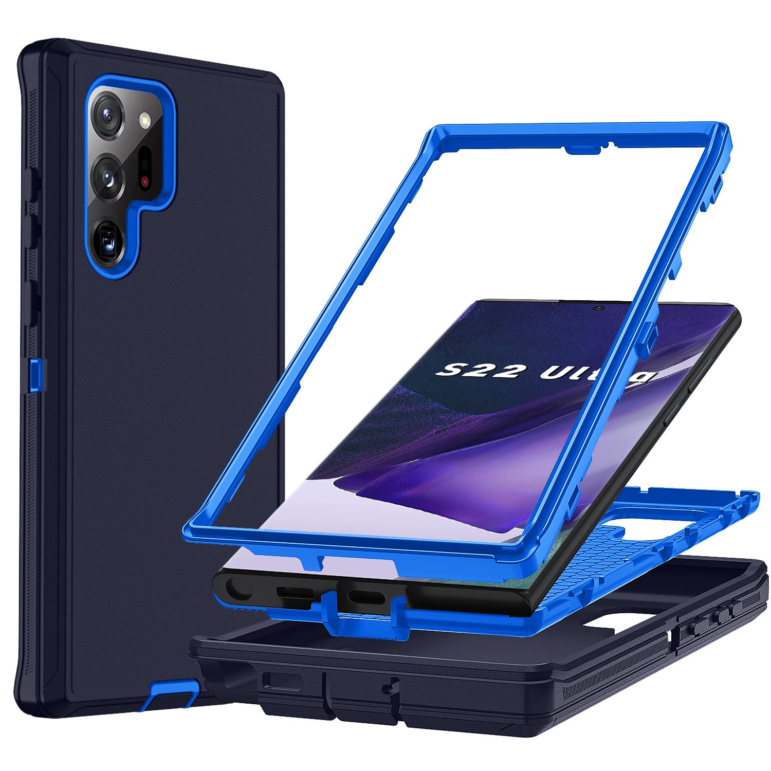 Ylzhe for Samsung Galaxy S22 Ultra Case,3-Layer Durable S22 Ultra Phone Case Heavy Duty Protection,Shockproof Dropproof [No Scre
