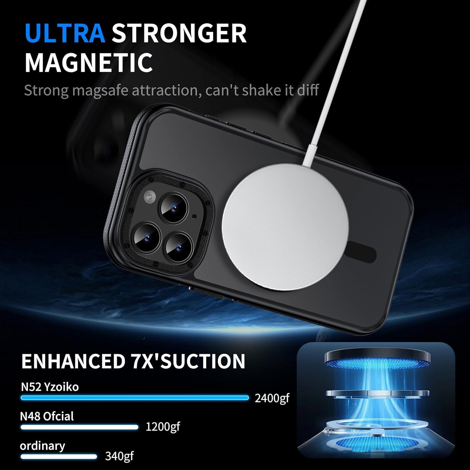 Yzoiko Strong Magnetic Case For Iphone 13 Pro [10Ft Military Grade Protection] Compatible With Magsafe Shockproof Slim Thin Cove