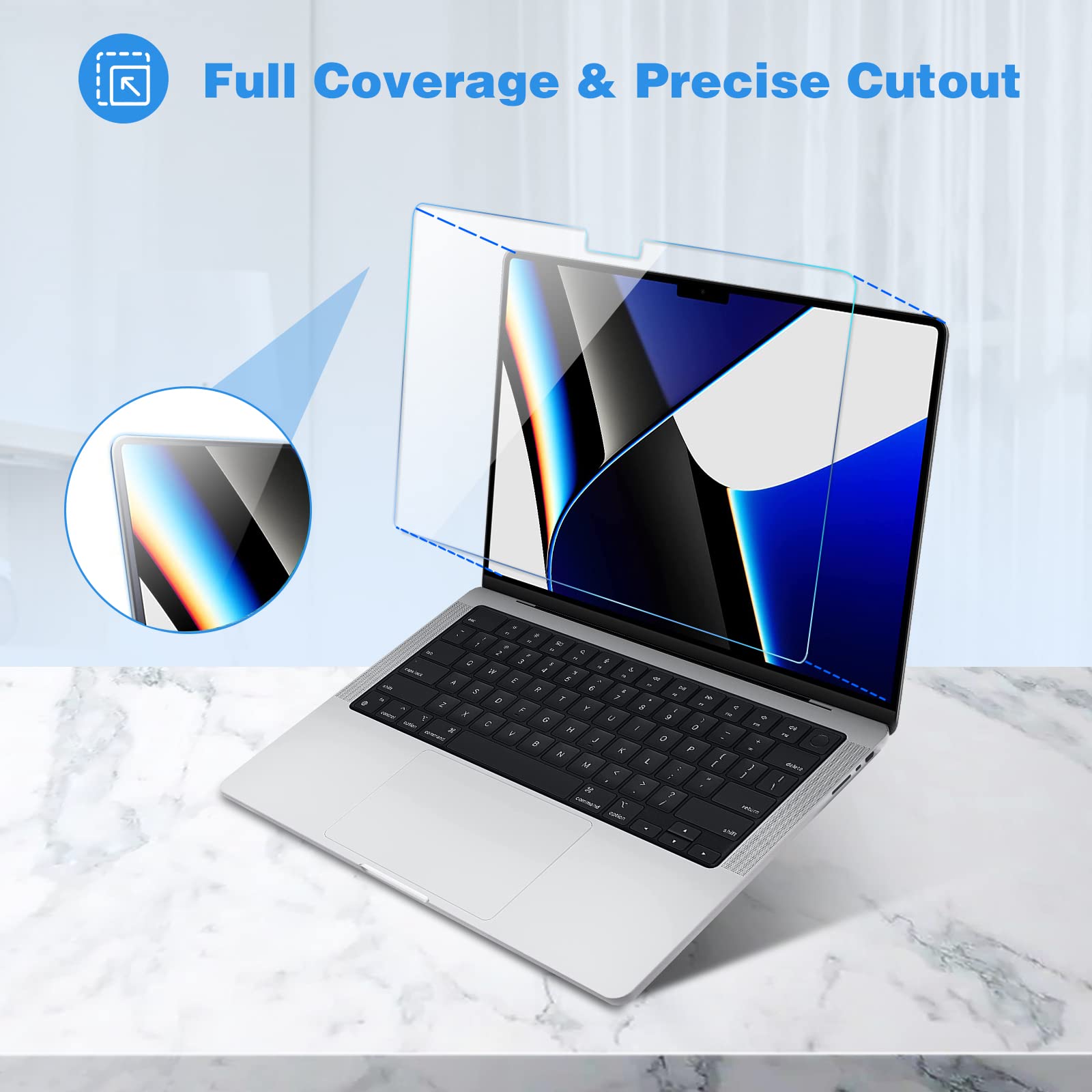 Procase 2 Pack Screen Protectors For Macbook Pro 14 2023 A2779/2021 A2442, Tempered Glass Film Guard For 14 Inch Macbook M2 Pro