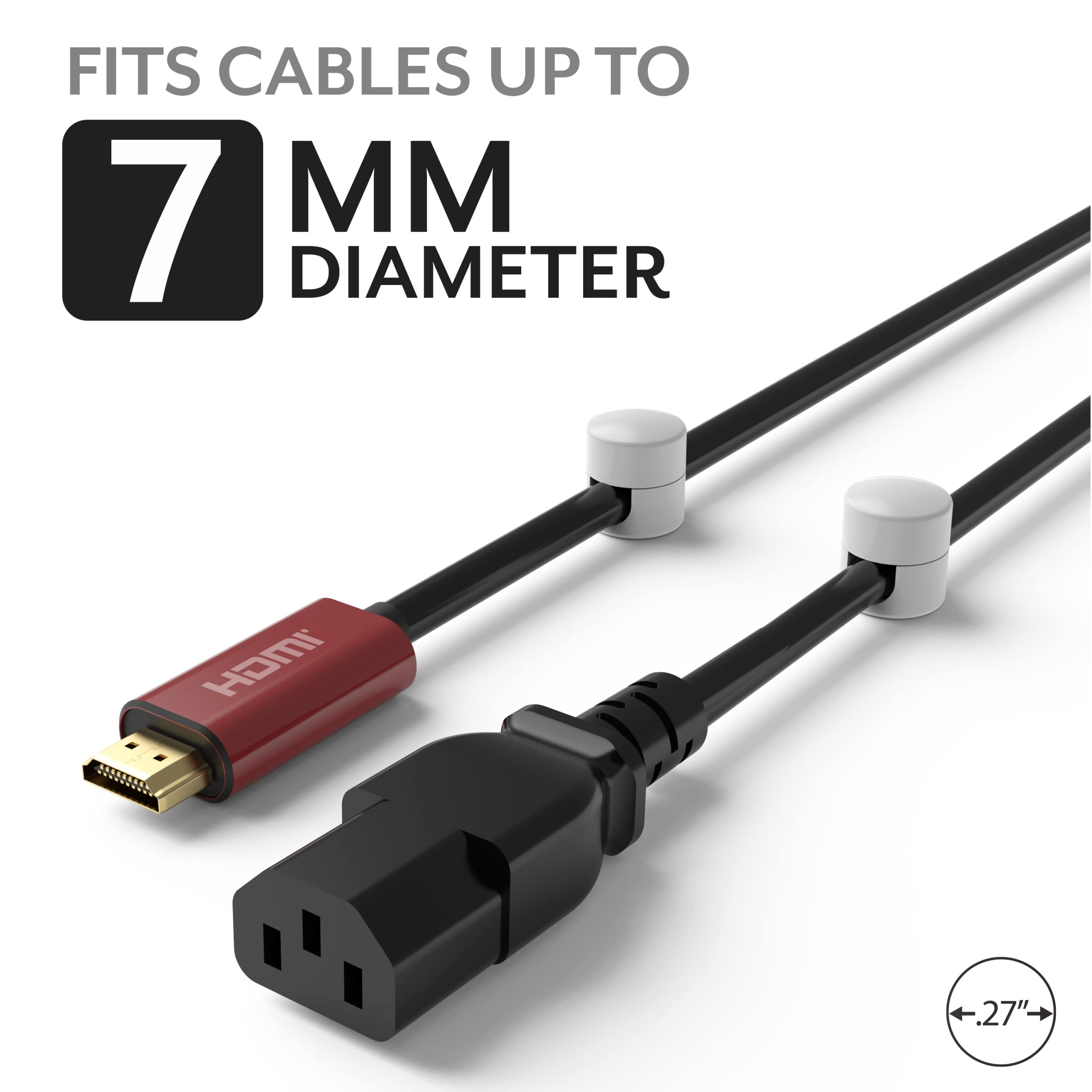 Iconit Cable Anchors For Desk Organization White | Premium Aluminum Cord Organizers | Charger + Cable Management Clips For Home
