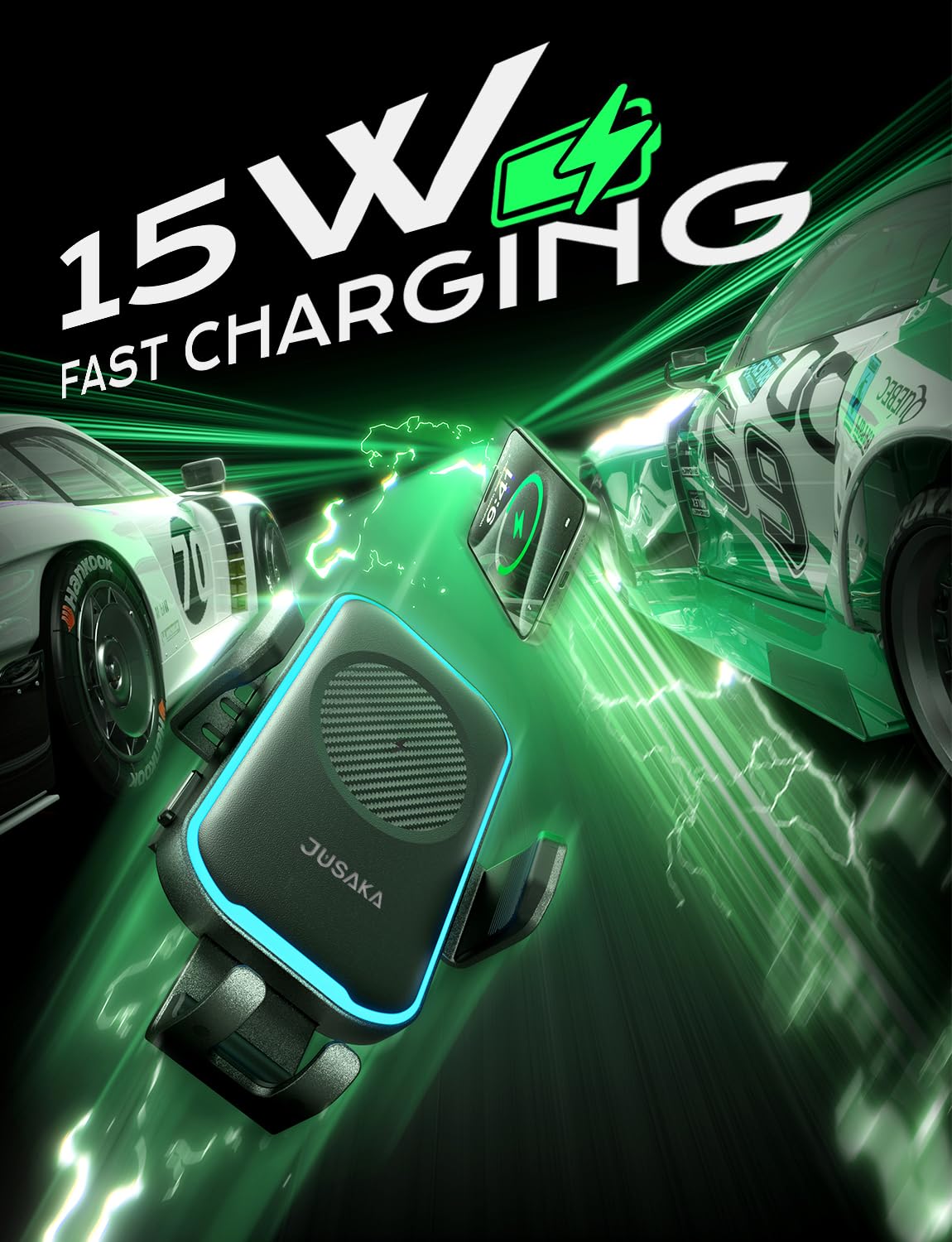 Wireless Car Charger, 15W Fast Charging Auto Clamping Phone Holders, Car Phone Holder Charger Fit For Iphone 16 15 14 13 12 Pro