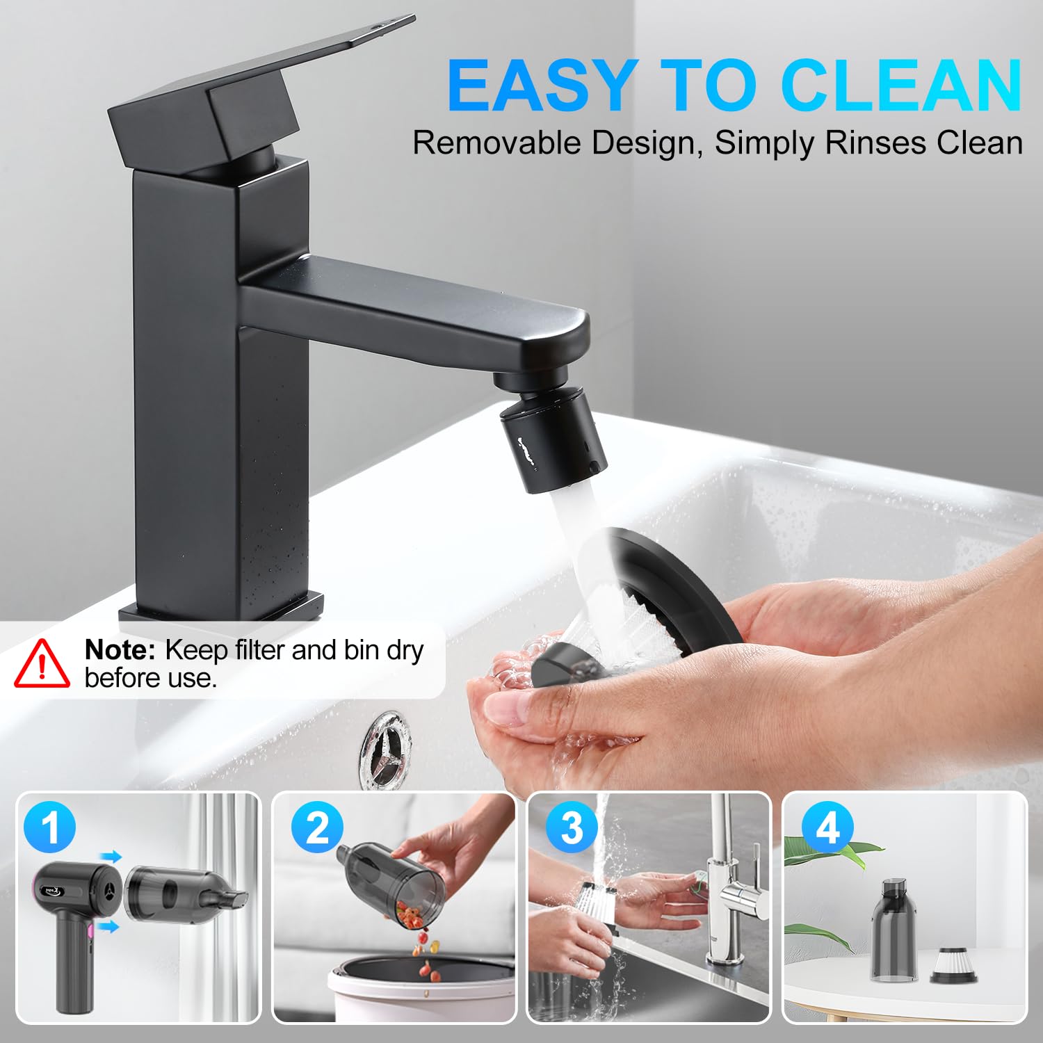 Kmm Handheld Car Vacuum Cleaner, 4 In 1 Vacuum Cleaner 16000Pa Air Duster, 3 Speed Adjustable 120W High Power Vacuum Cleaner Wit