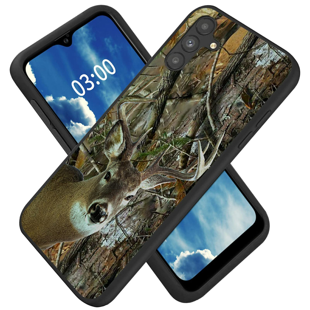 Bfserobj Galaxy A14 5G Case For Samsung A14 5G Case With Camo Forest Deer Pattern Design Slim Black Soft Tpu Silicone Shock Proo