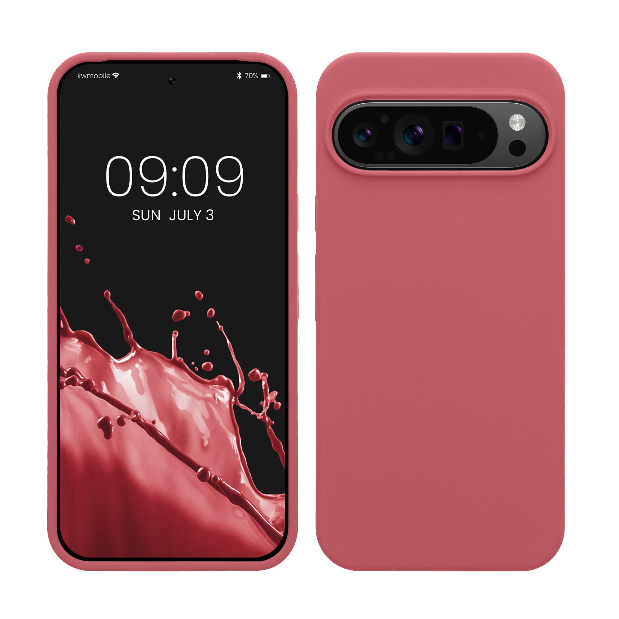 kwmobile Case Compatible with Google Pixel 9 Pro XL Case - TPU Silicone Phone Cover with Soft Finish - Dark Rose