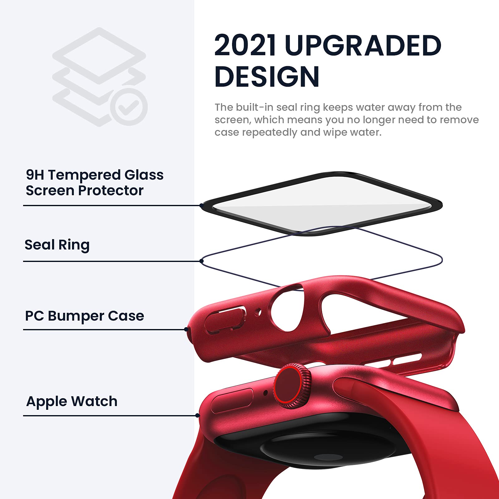 Tensea For Apple Watch Screen Protector Case Series 10 9 8 7 Se2 Series Se 6 5 4 44Mm 40Mm Accessories, Iwatch Protective Pc Fac