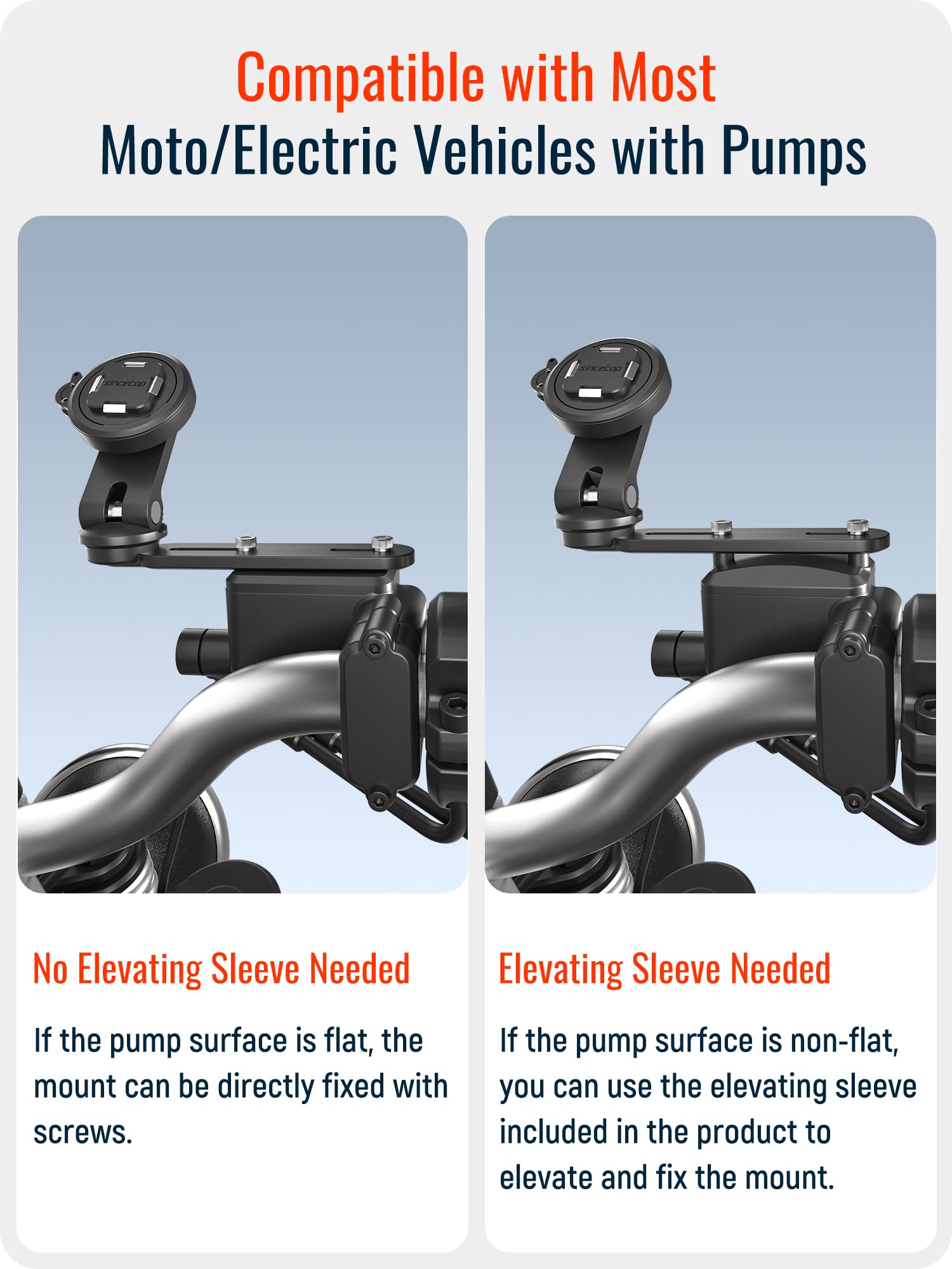 Sincetop Motorcycle Brake Reservoir Mount - Brake Pump Cover Scooter Phone Holder- Series Q [ Quad ] Quick Release Aluminum Moto