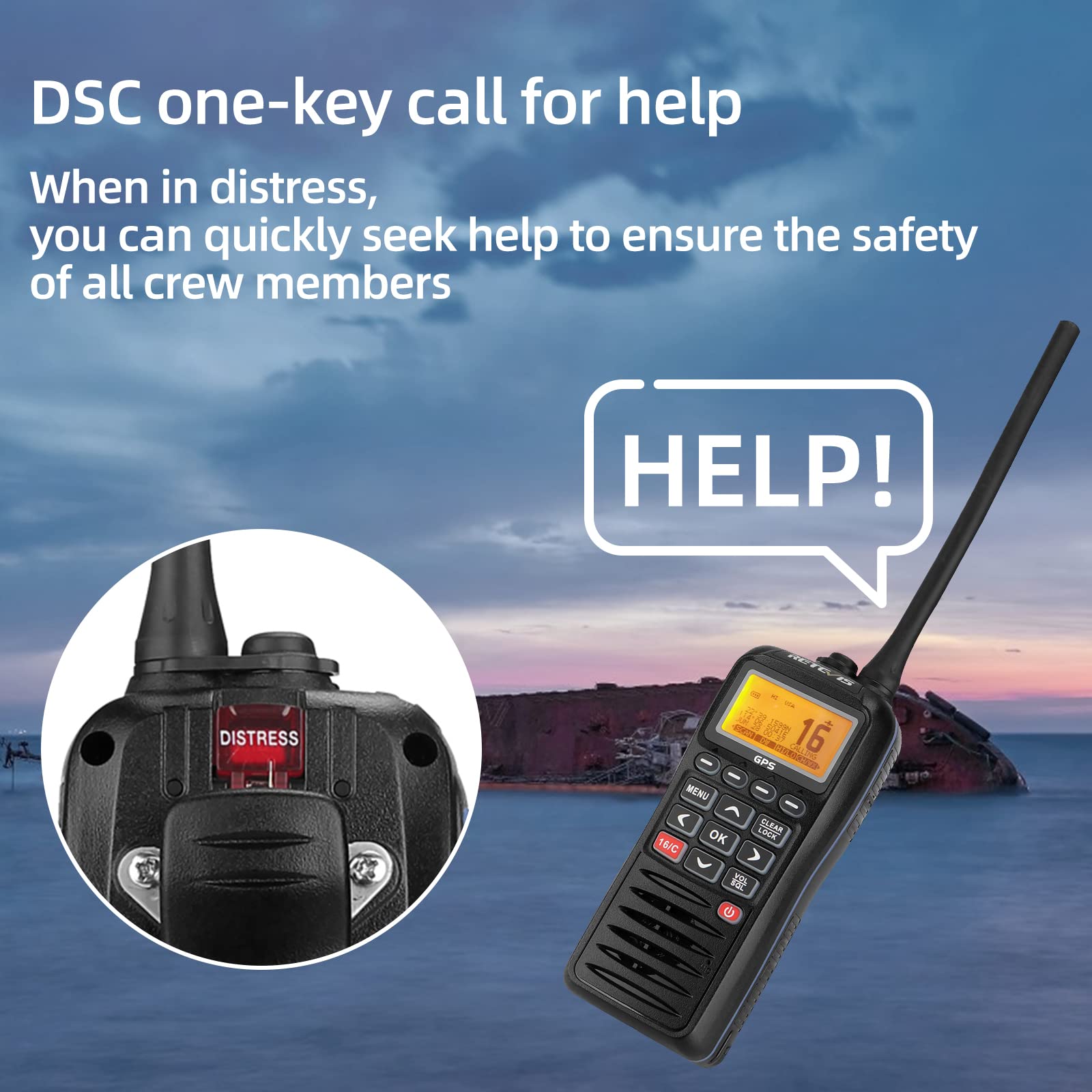 Retevis Rm40 Handheld Marine Radio With Gps, Dsc Radio Marine,Boat Radio Floating Ip67 Submersible Waterproof,Mob,Noaa Weather Alert,1500Mah,Marine Radio Handheld With Distress For Boats Coast Guard