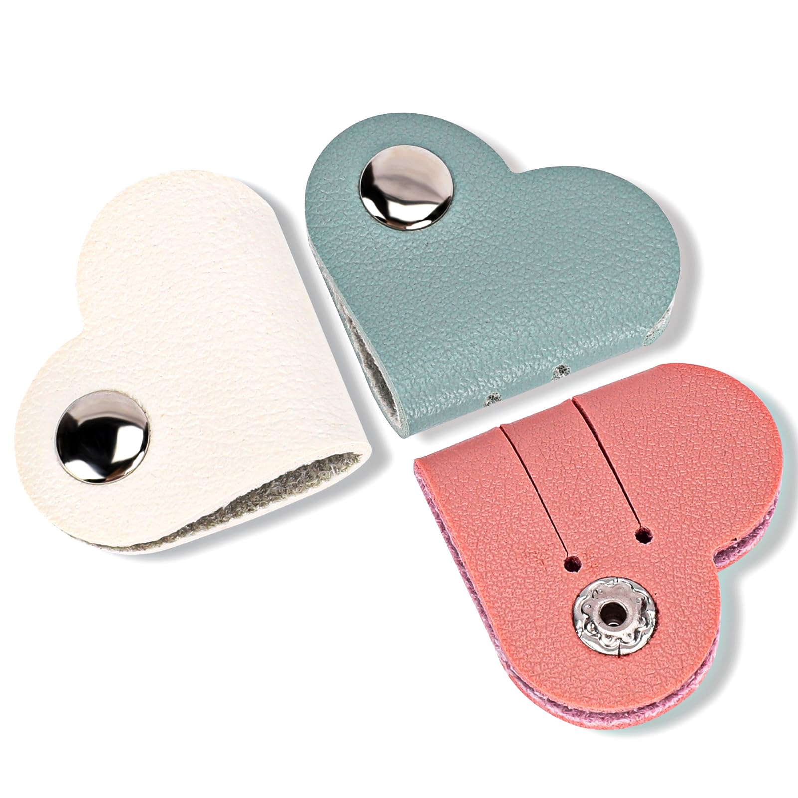 Kalione Heart Cord Organizer 3 Pack Wrap Manager, Usb Cable Organizer Storage Pu Leather Earphones Storage Straps Portable Bag C