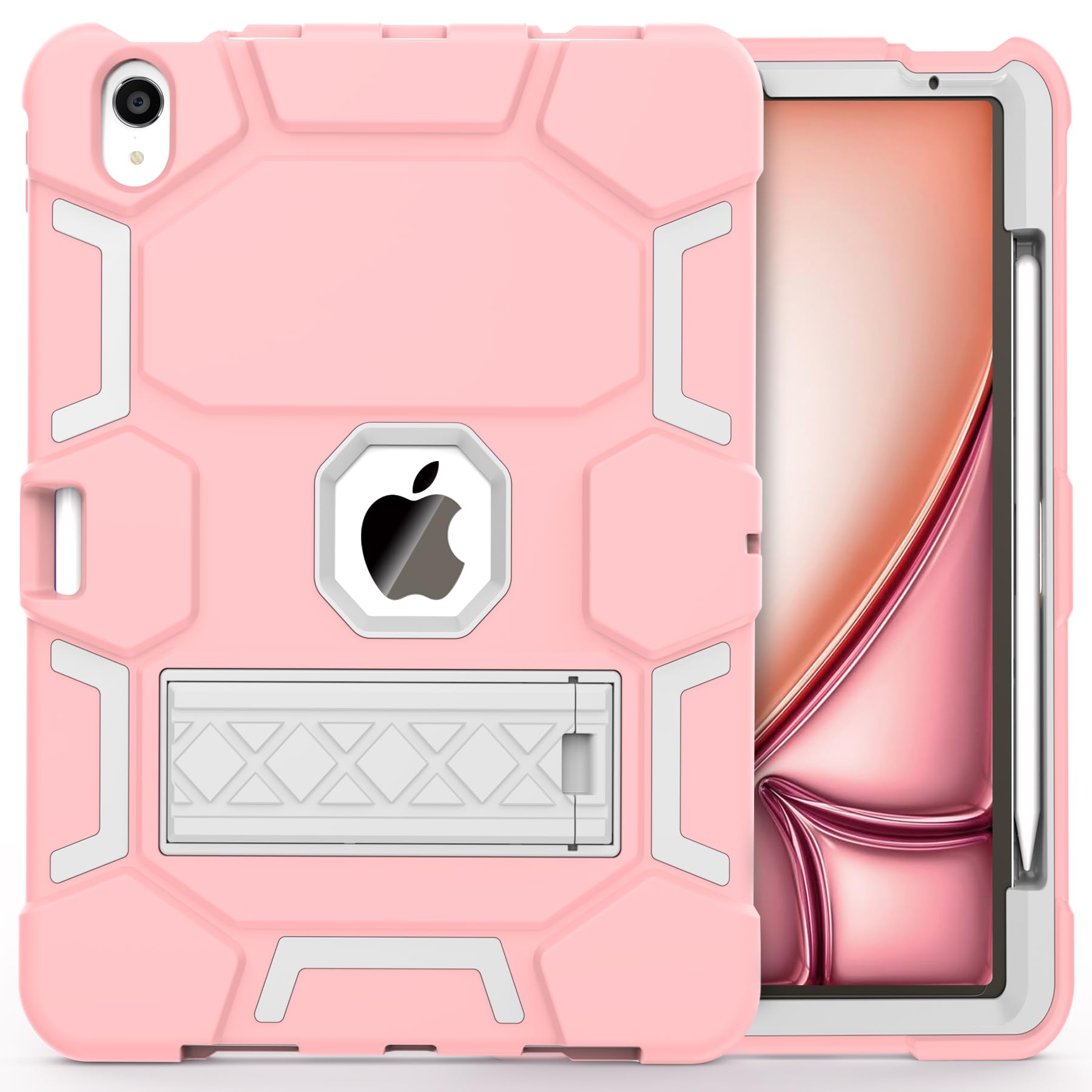 Ccmao Case For Ipad Air 11 Inch 2024, Ipad Air 5Th / 4Th Generation Case 10.9 Inch With Pencil Holder And Kickstand, Heavy Duty