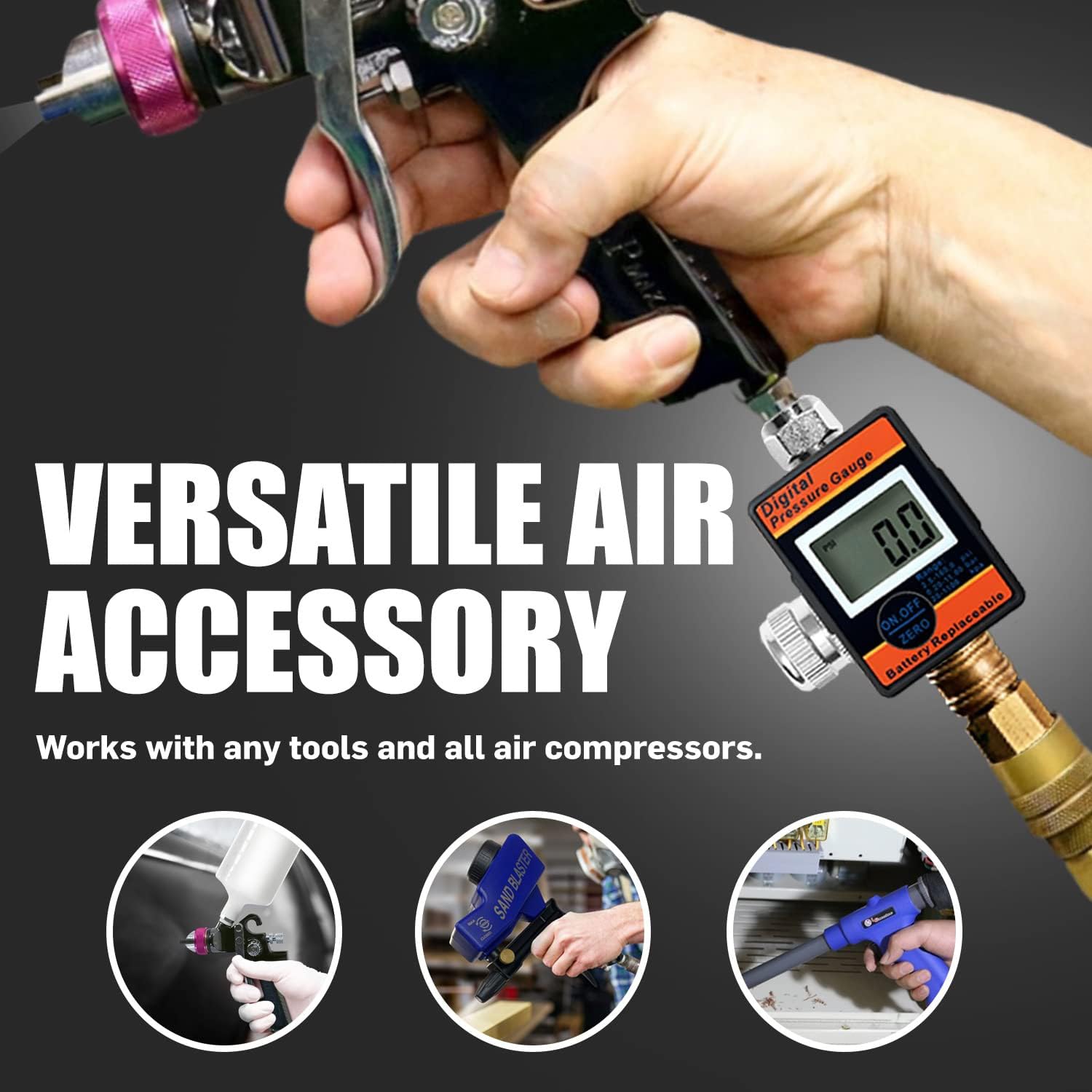 Le Lematec Air Compressor Regulator Valve With Digital Pressure Gauge, For Precise Control In Air/Pneumatic Tool, Spray Painting