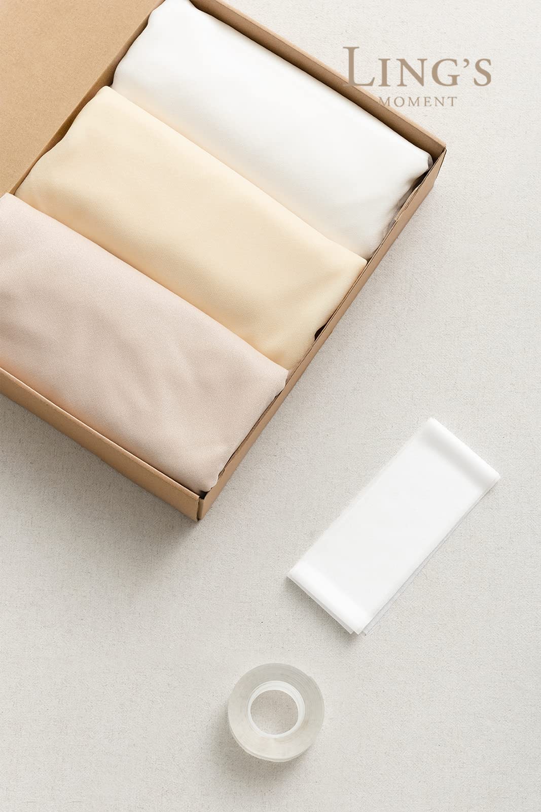 Ling'S Moment Easy Hanging Wedding Arch Chiffon Drape 3 Panels Beige 26.5Ft X 30'' W White Fabric For Wedding Ceremony Reception