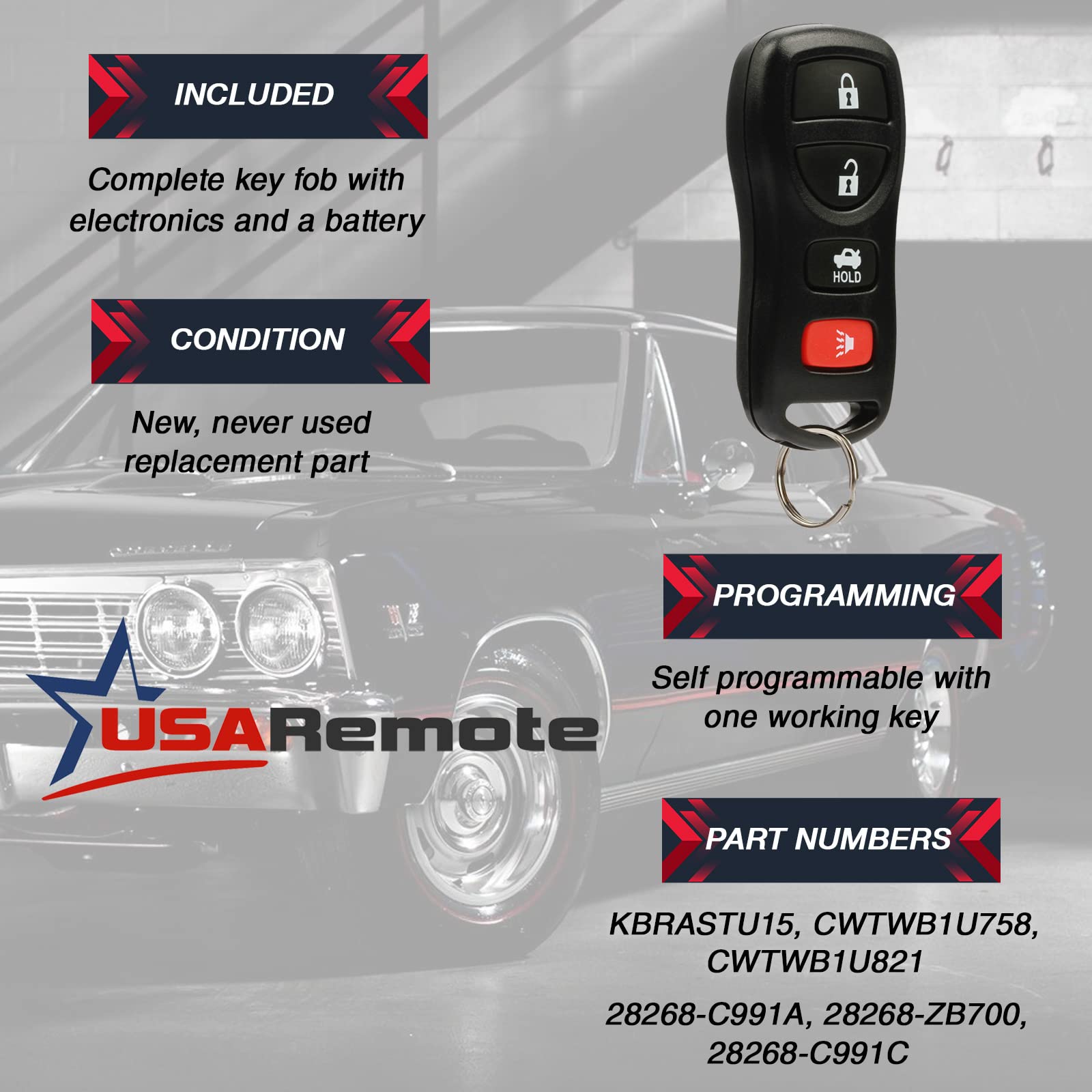 Usaremote Keyless Entry Remote Key Fob 4Btn For I35 G35 350Z Altima Maxima Sentra