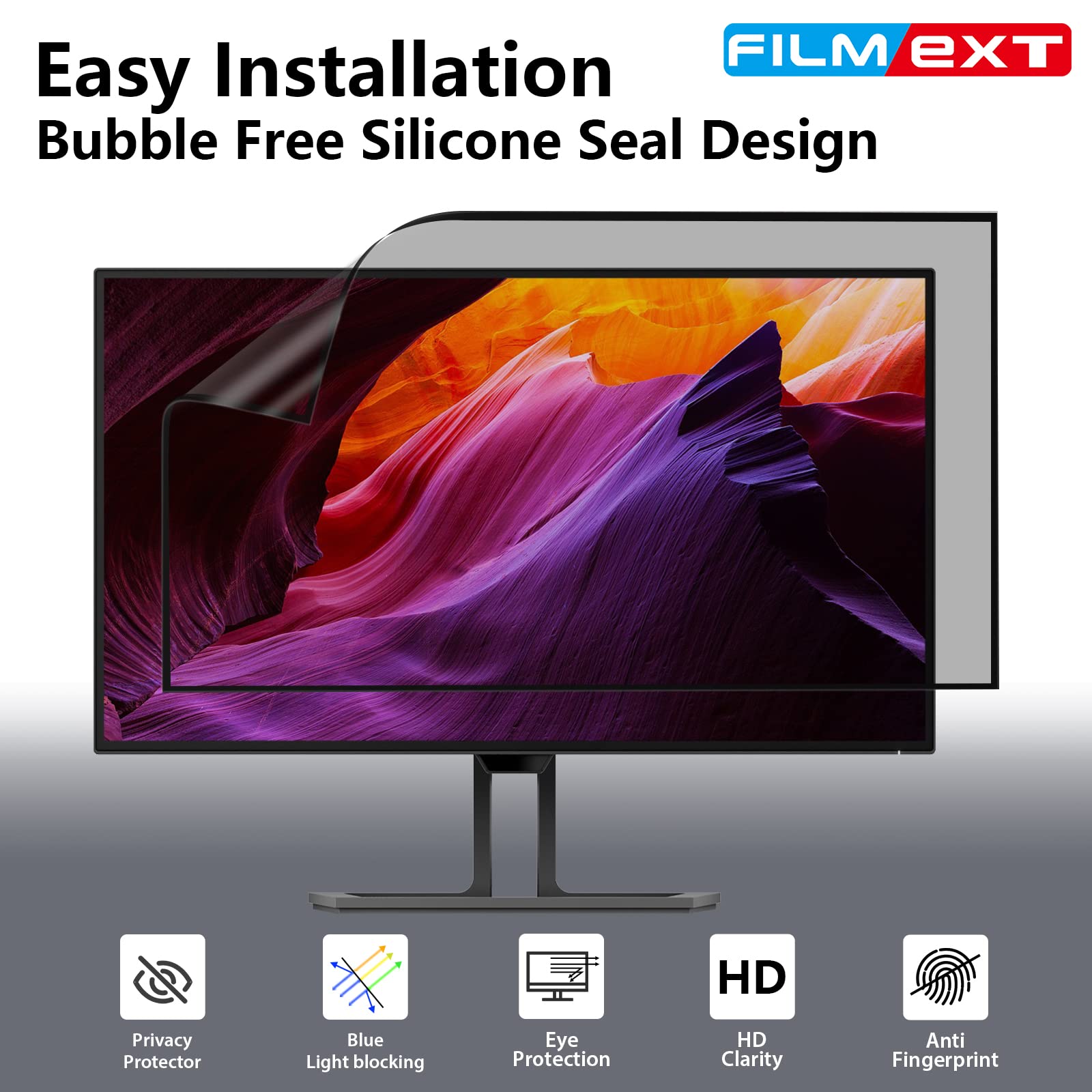 Filmext [2 Pack 22 Inch Computer Privacy Screen Filter For 16:10 All In One Desktop/Frameless Monitor   Removable Blue Light Uv