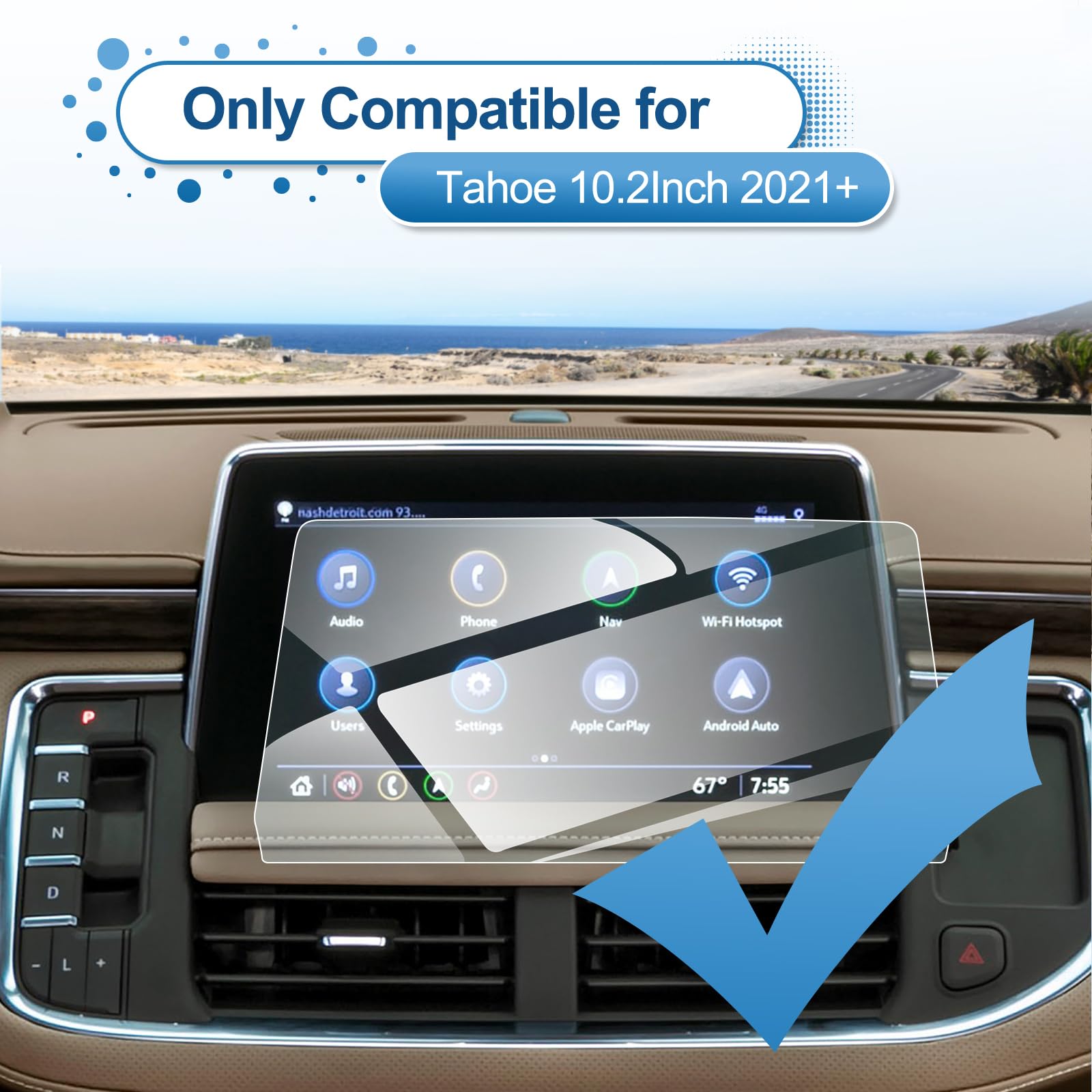 Coleya 2021 2022 2023 2024 Tahoe Screen Protector For Chevrolet Tahoe (Lt/Rst/Z71/Premier/High Country) 10.2 Inch Touch Screen,