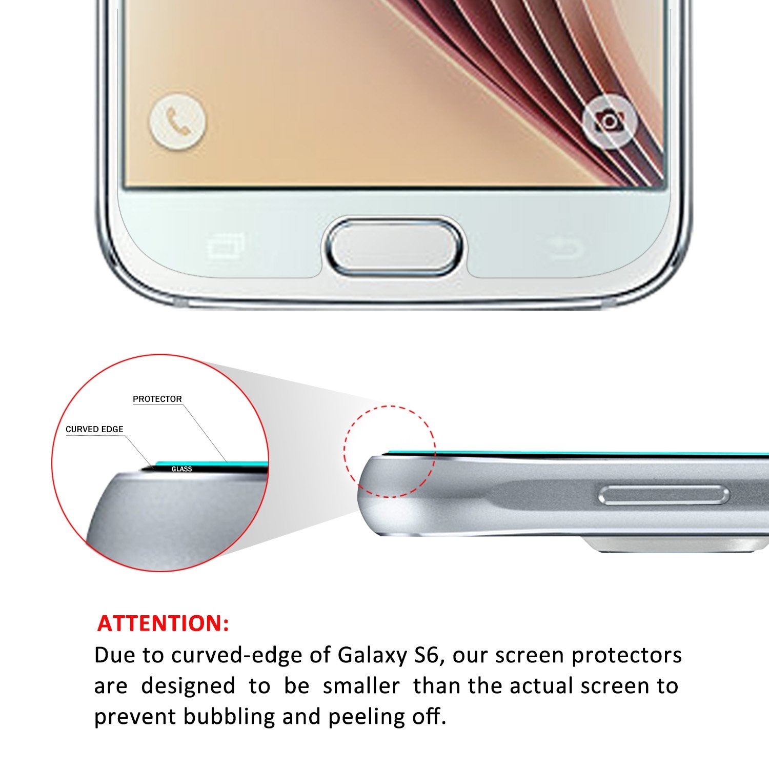 Amfilm Glass Screen Protector For Galaxy S6, Tempered Glass, With Complimentary Pet Back Film