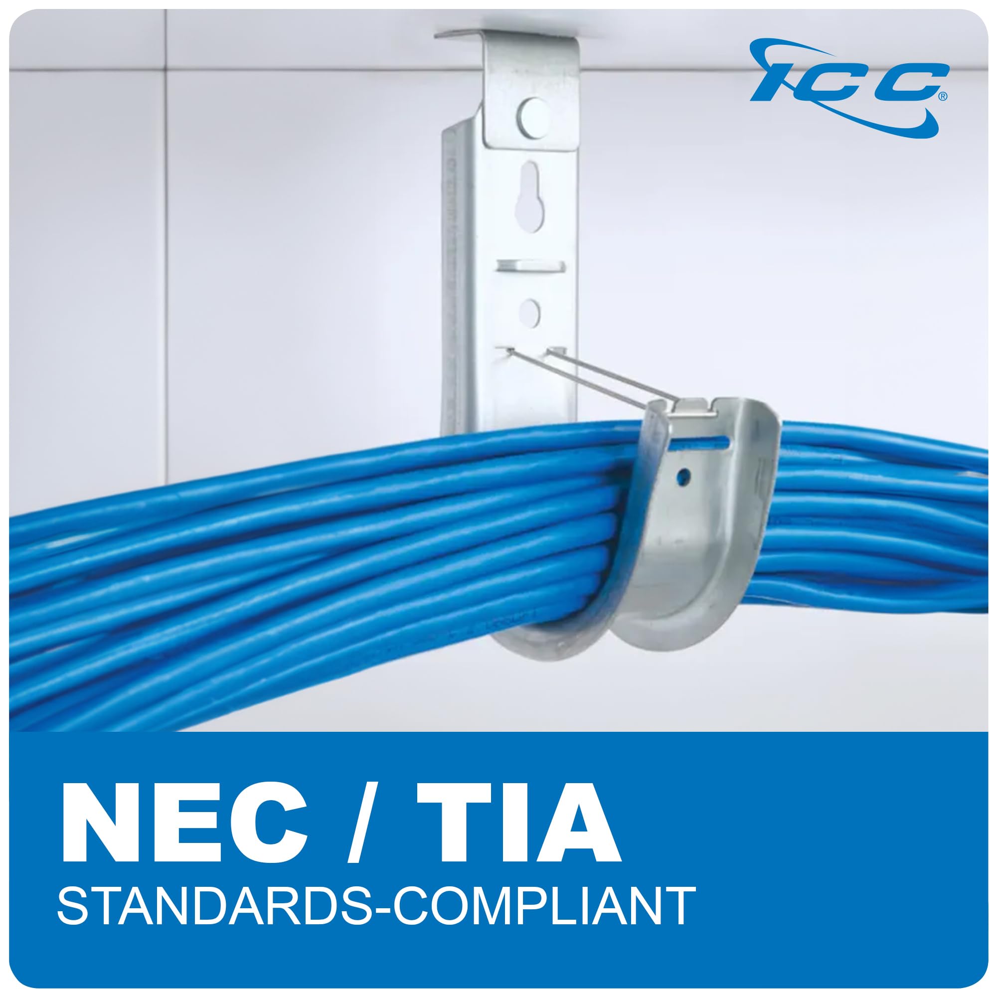 Icc Ceiling Mount J Hook 2    With Retainer Clip   Galvanized Steel Cable Management Hooks For Hanging Cable   Rust Resistant, E