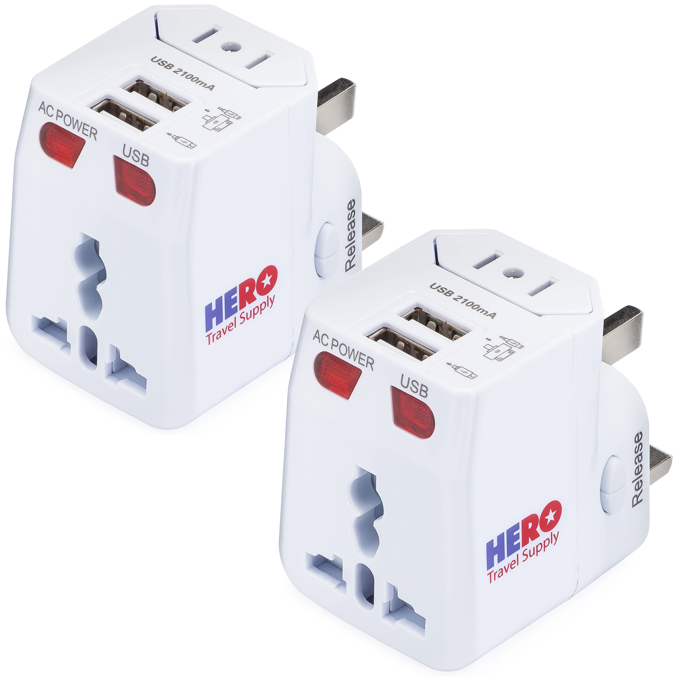 Hero Travel Supply Premium US to UK Power Adapter Plug (Type G, Pack of 3, Grounded) - for Travel - Ireland, Scotland, Kenya, Sa