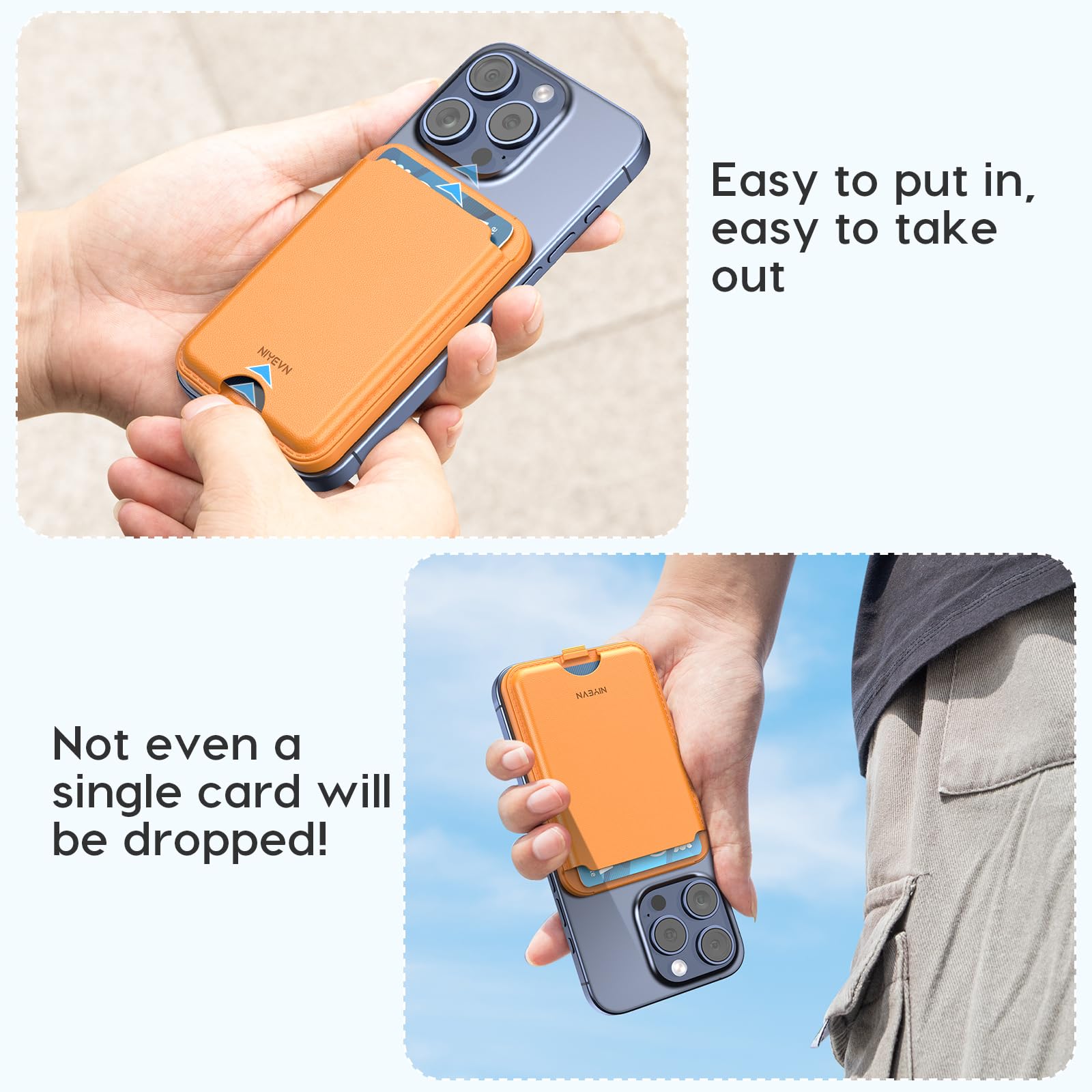 Niyevn Magnetic Cardholder Wallet For Iphone - Leather Cellphone Magnet Wallet With Adjustable 3 Card Holder Stand Compatible Wi