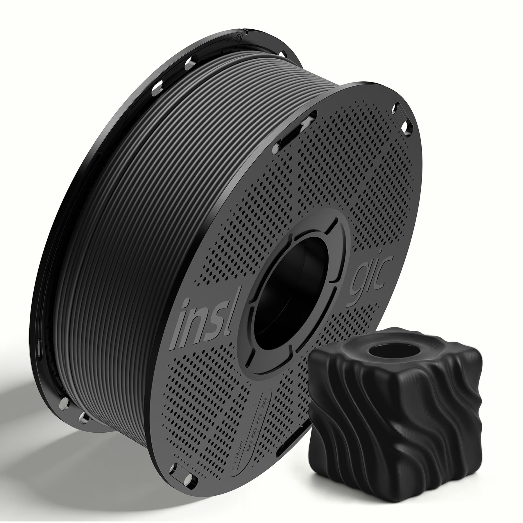 Inslogic Matte PLA Filament, Matte Black 1.75mm 1kg 3D Printing Filament, Fine Matte Texture & High Precision, Dimensional Accur