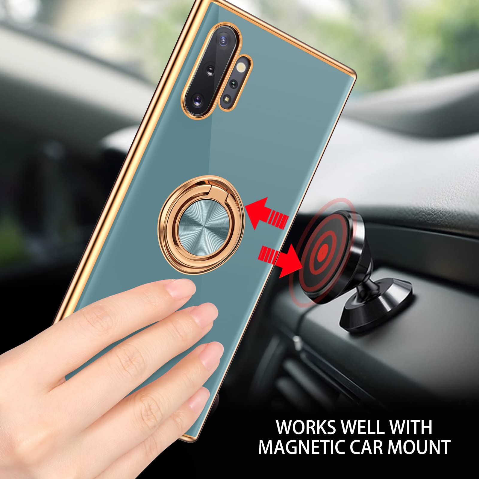 Duedue For Samsung Galaxy Note 10 Plus Case With Ring Holder Kickstand 360 Degree Rotation Magnetic Car Finger Soft Tpu Slim Cov