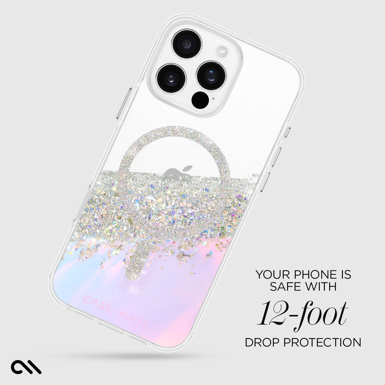 Case Mate Iphone 16 Pro Max Case [Compatible With Magsafe]   Sparkly Holographic Phone Case With 12Ft Drop Protection   Premium