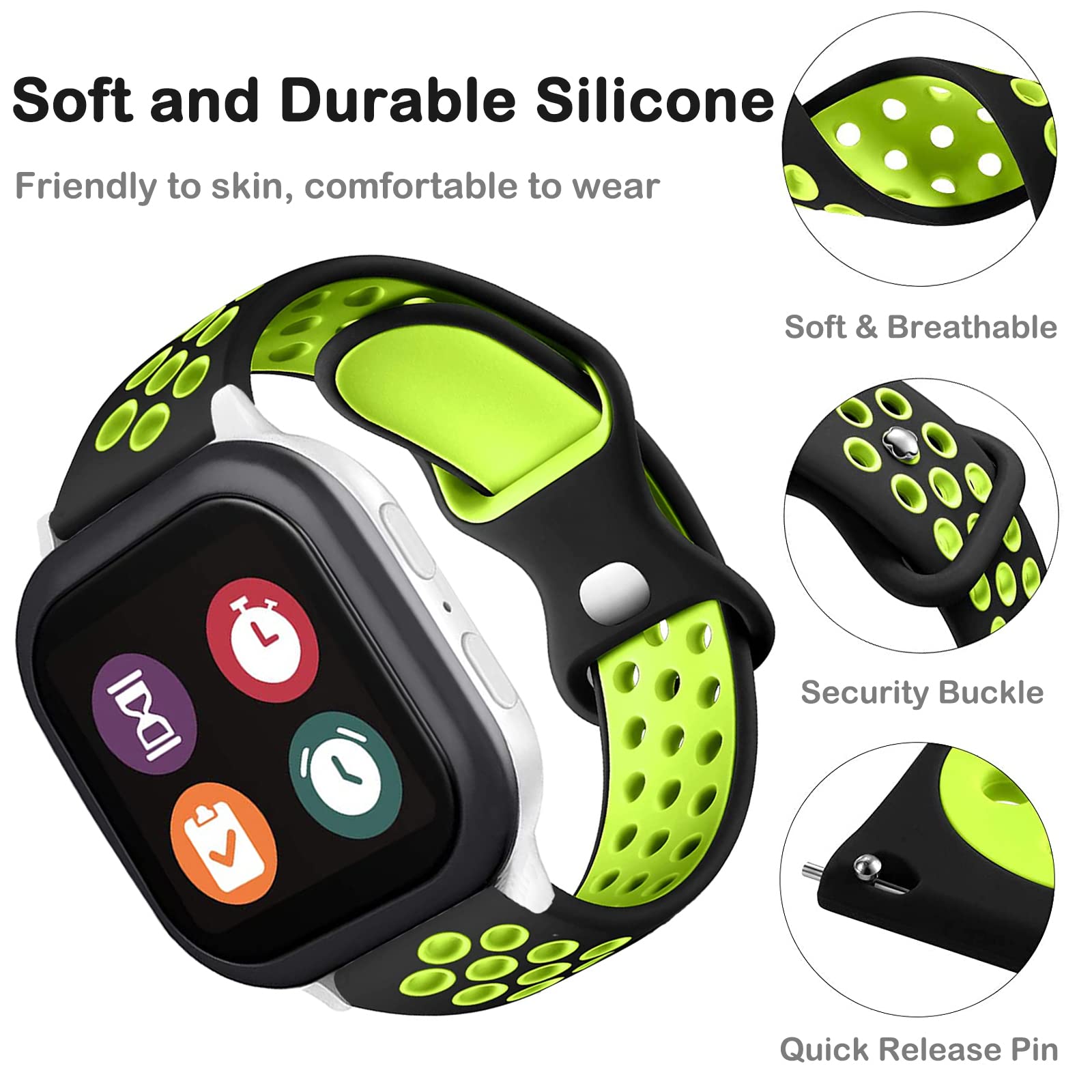 2 Pack Gizmo Watch Band Replacement For Kids, Silicone Sport 20Mm Soft Breathable Smartwatch Band Compatible With Gizmo Watch 2,