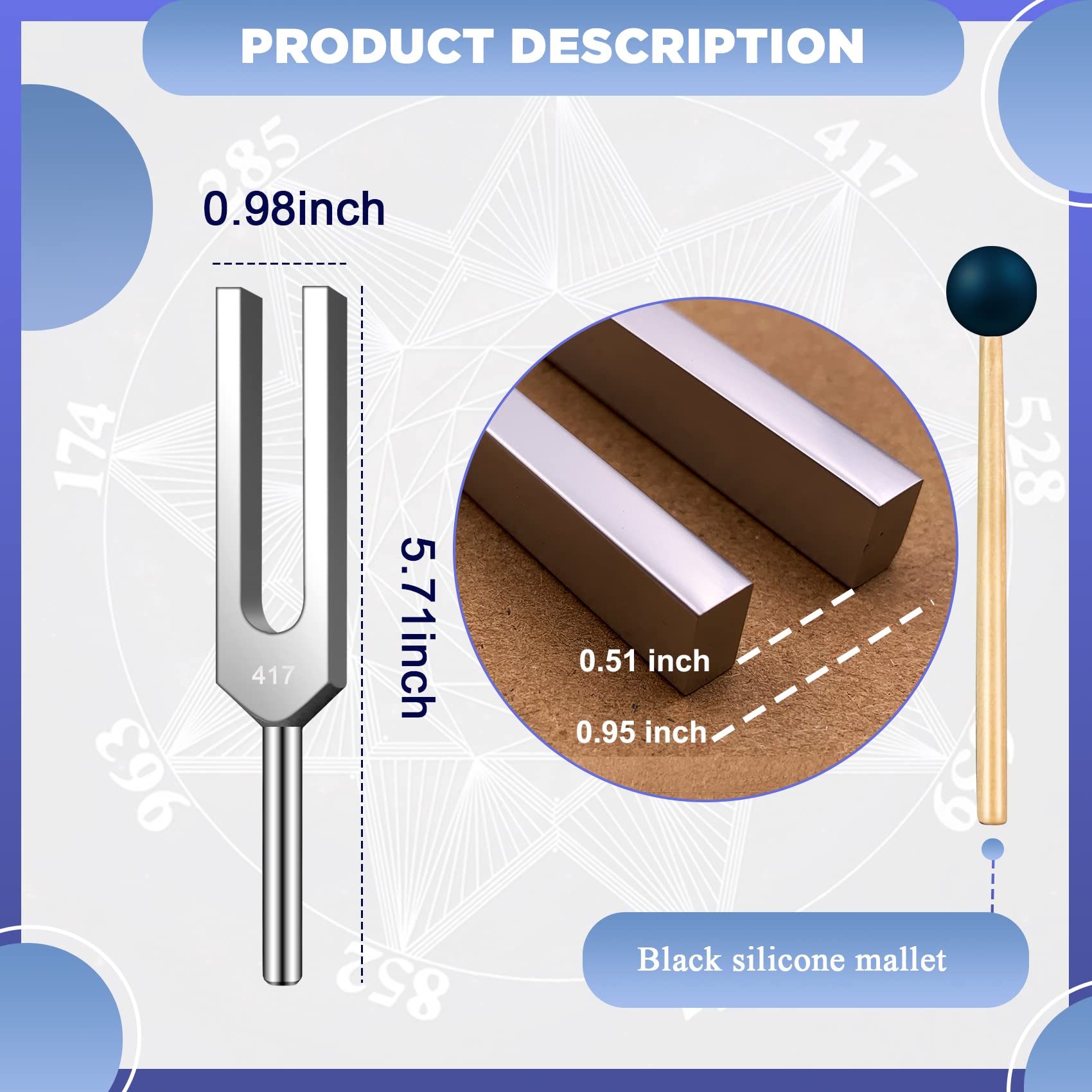 Tenfly 417 Hz Tuning Fork Set, Aluminum Alloy Tuning Fork For Healing, Chakra, Sound Therapy, Keep Body, Mind And Spirit In Perf