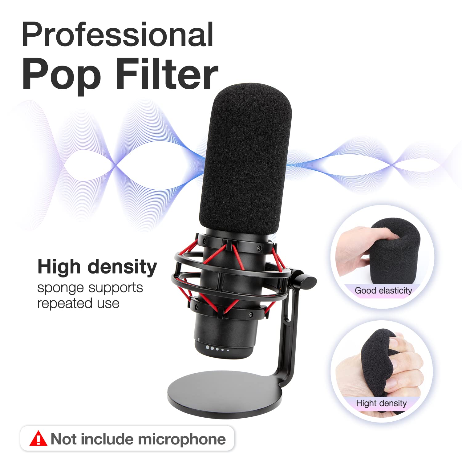 Sunmon Hyperx Quadcast Pop Filter For Hyperx Quad   Microphone Cover With Hyperx Quadcast Microphone Mount Adapter, Quadcast Mic