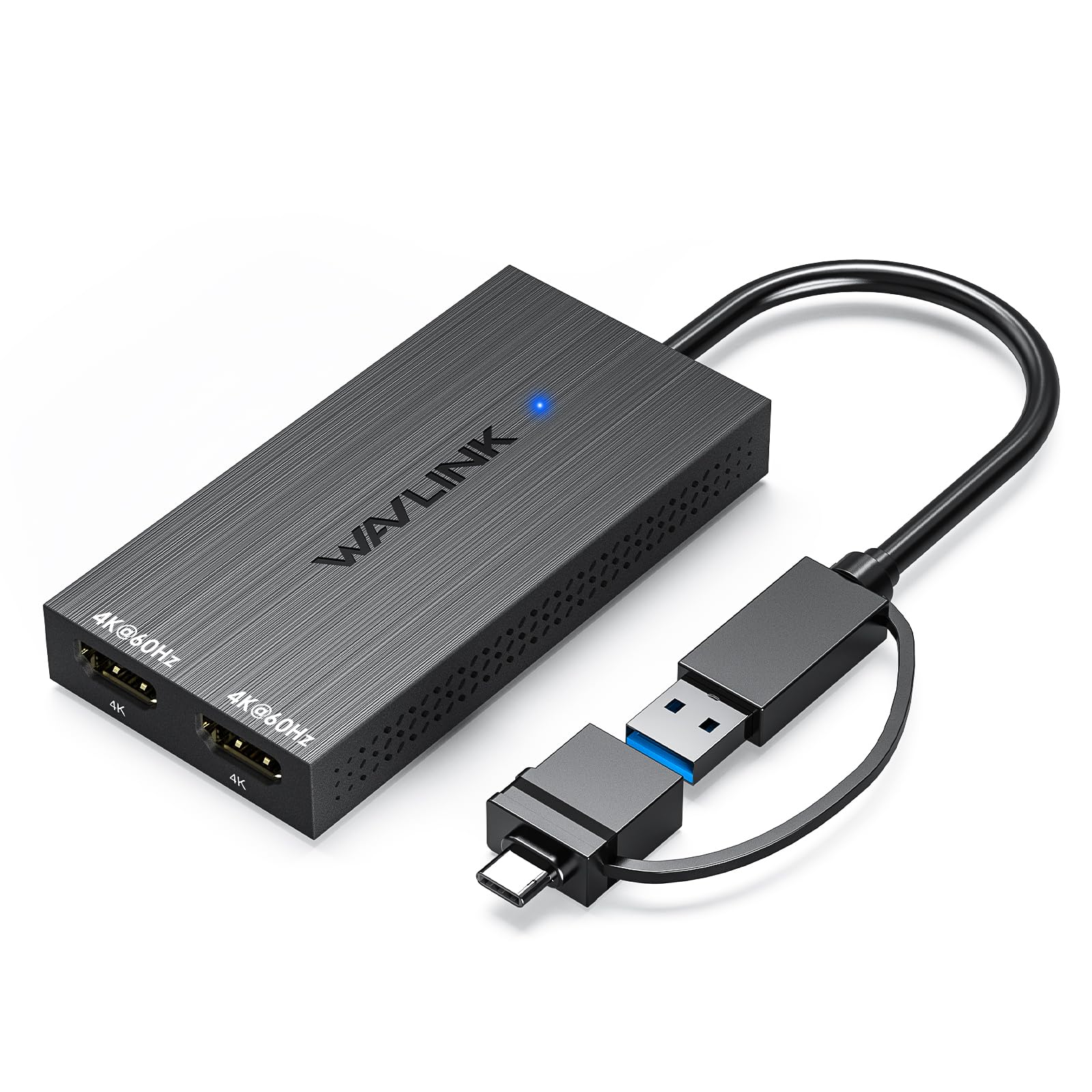 Wavlink Usb 3.0 Or Usb C To Dual Hdmi Splitter Extended Display For Dual Monitor, Displaylink Adapter Dual Hdmi 4K 60Hz For Appl