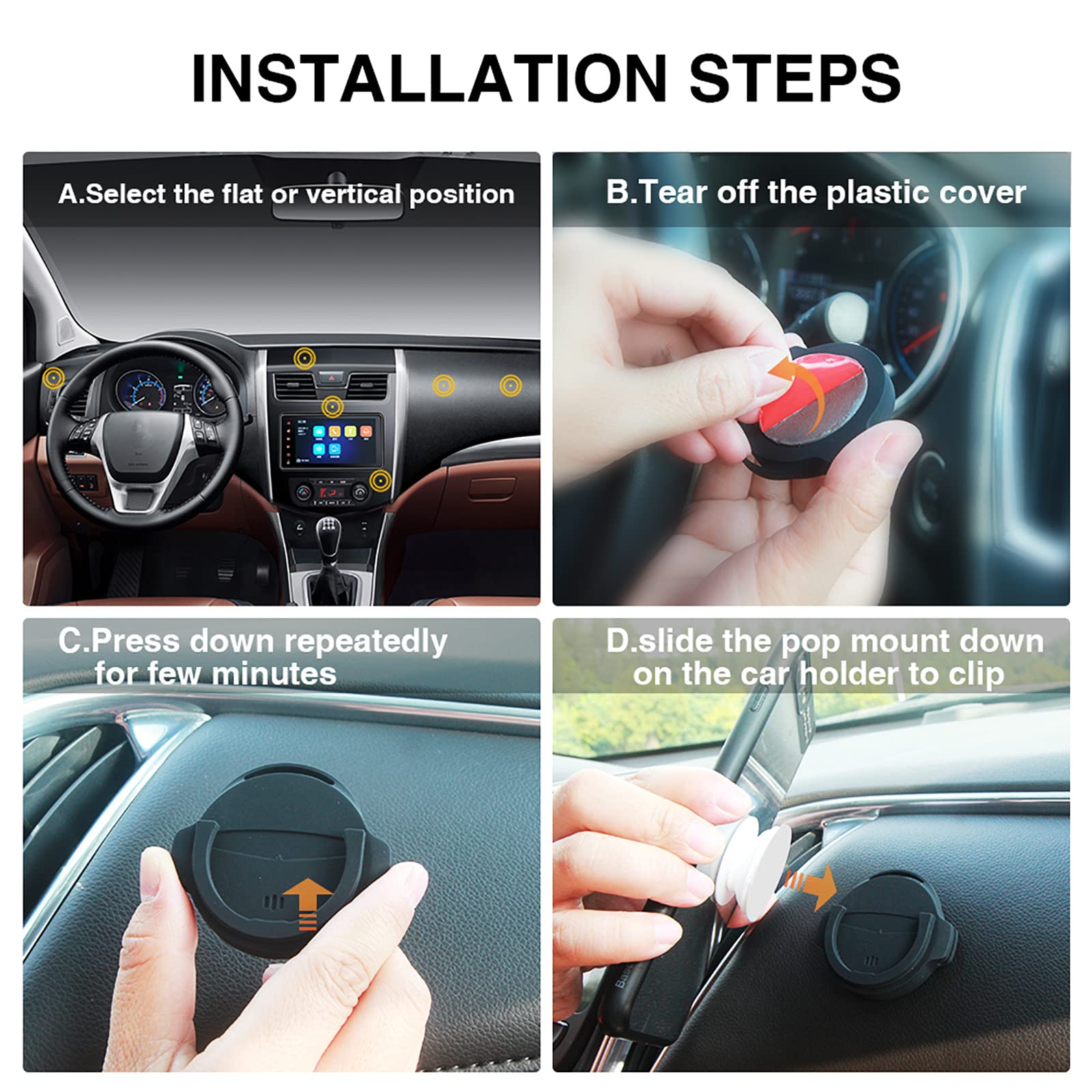 Daite Socket Car Mount Car Grips Holder For Phone Stand 360 Rotation Dashboard Sticker Holder For Socket Mount Users On Car Dash