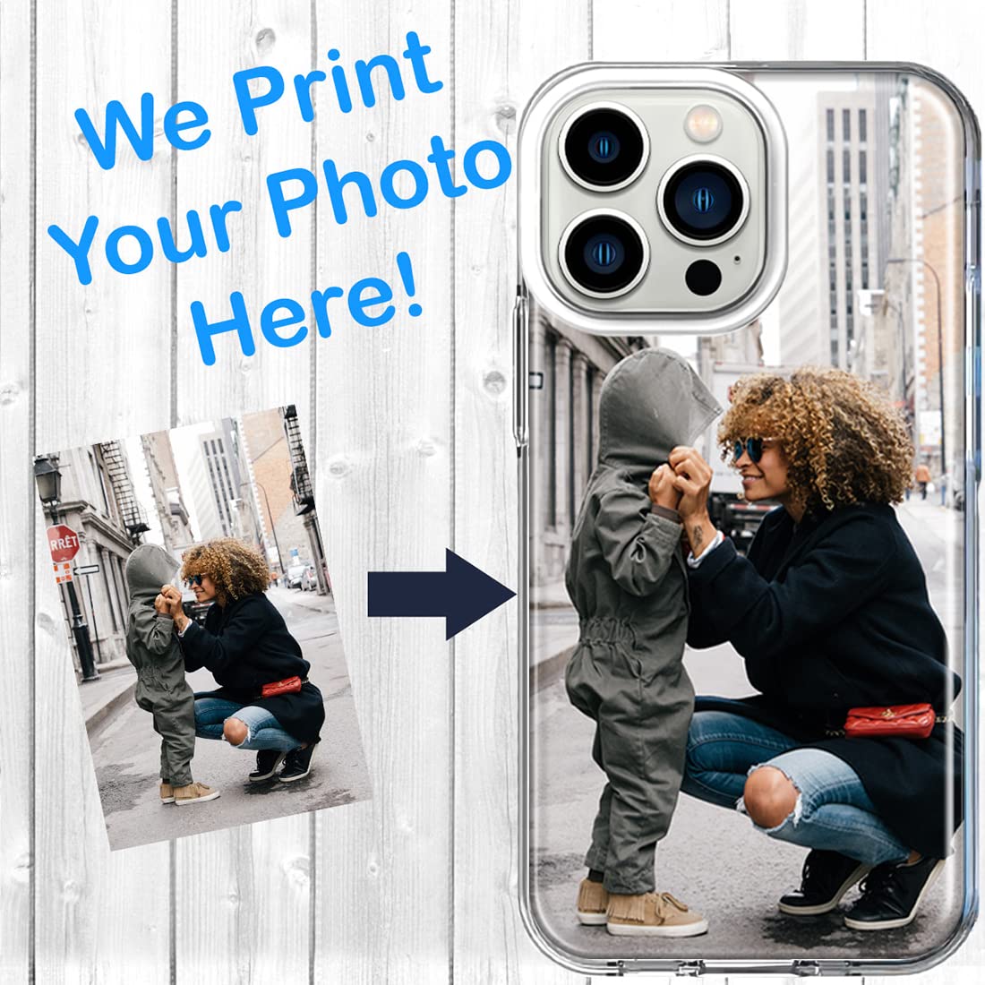 MUNDAZE Personalized Custom Double Layered Phone Case for iPhone 14 Pro Max Polycarbonate Clear 6.7 inch