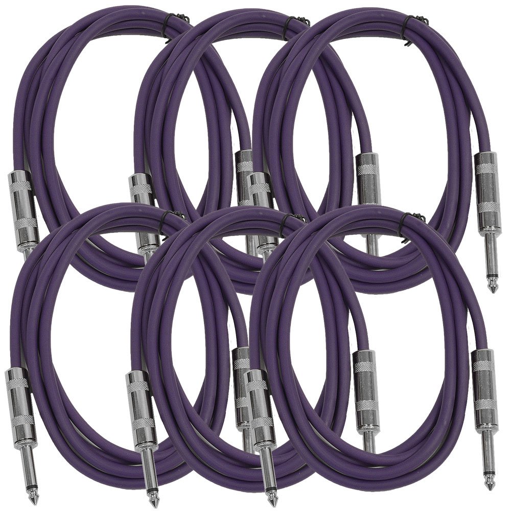 Seismic Audio Sastsx-6Purple-6Pk 6-Feet Ts 1/4-Inch Guitar, Instrument, Or Patch Cable, Purple