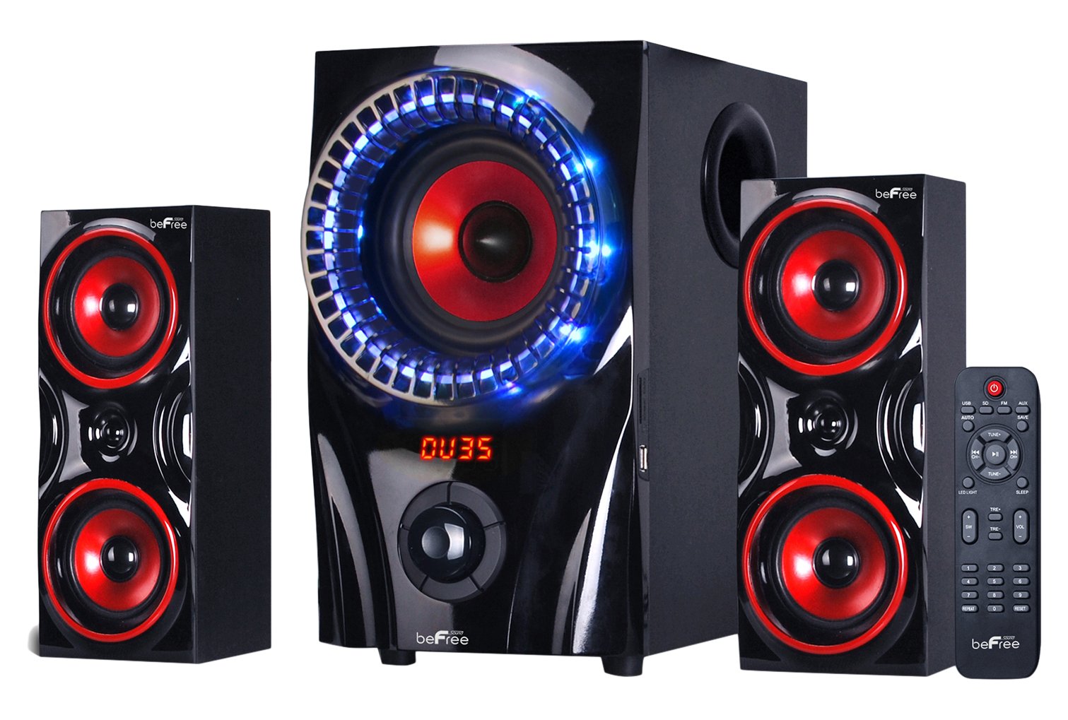 Befree Sound Bfs 99X 2.1 Channel Surround Sound Bluetooth Speaker System, Red