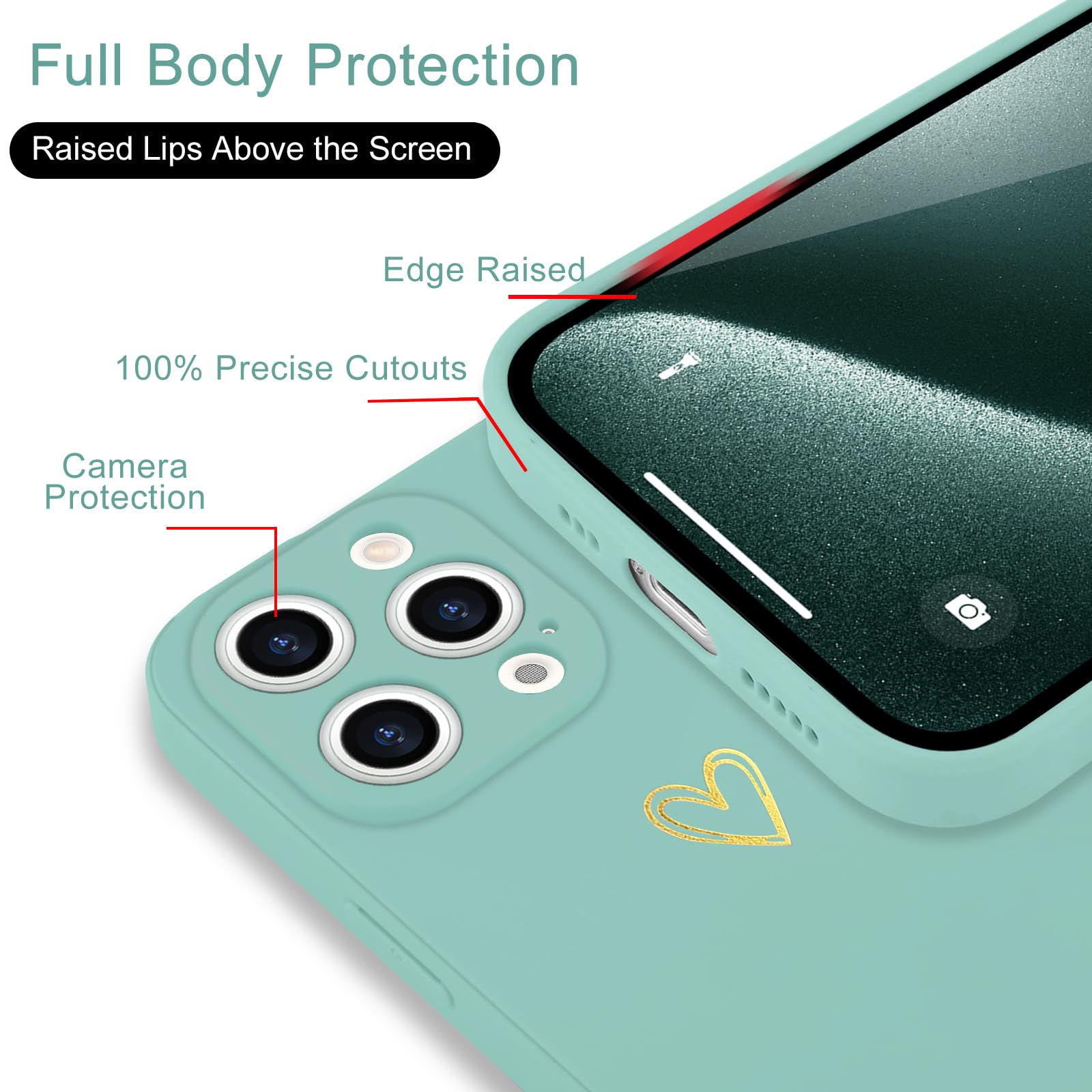 Wirvyuer For Iphone 14 Pro Case Cute Heart Pattern Soft Shockproof Slim Protective Silicone Phone Case Cover For Women Girls, Fr
