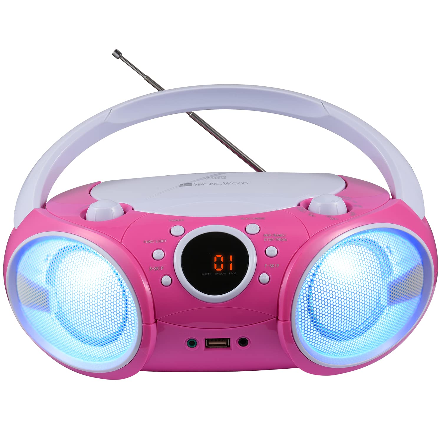 Singing Wood 030Btl, Cd Player Boombox Cd/Cd R/Cd Rw, Portable W/Bluetooth, Usb, Am/Fm Radio, Aux Input, Headset Jack, Foldable